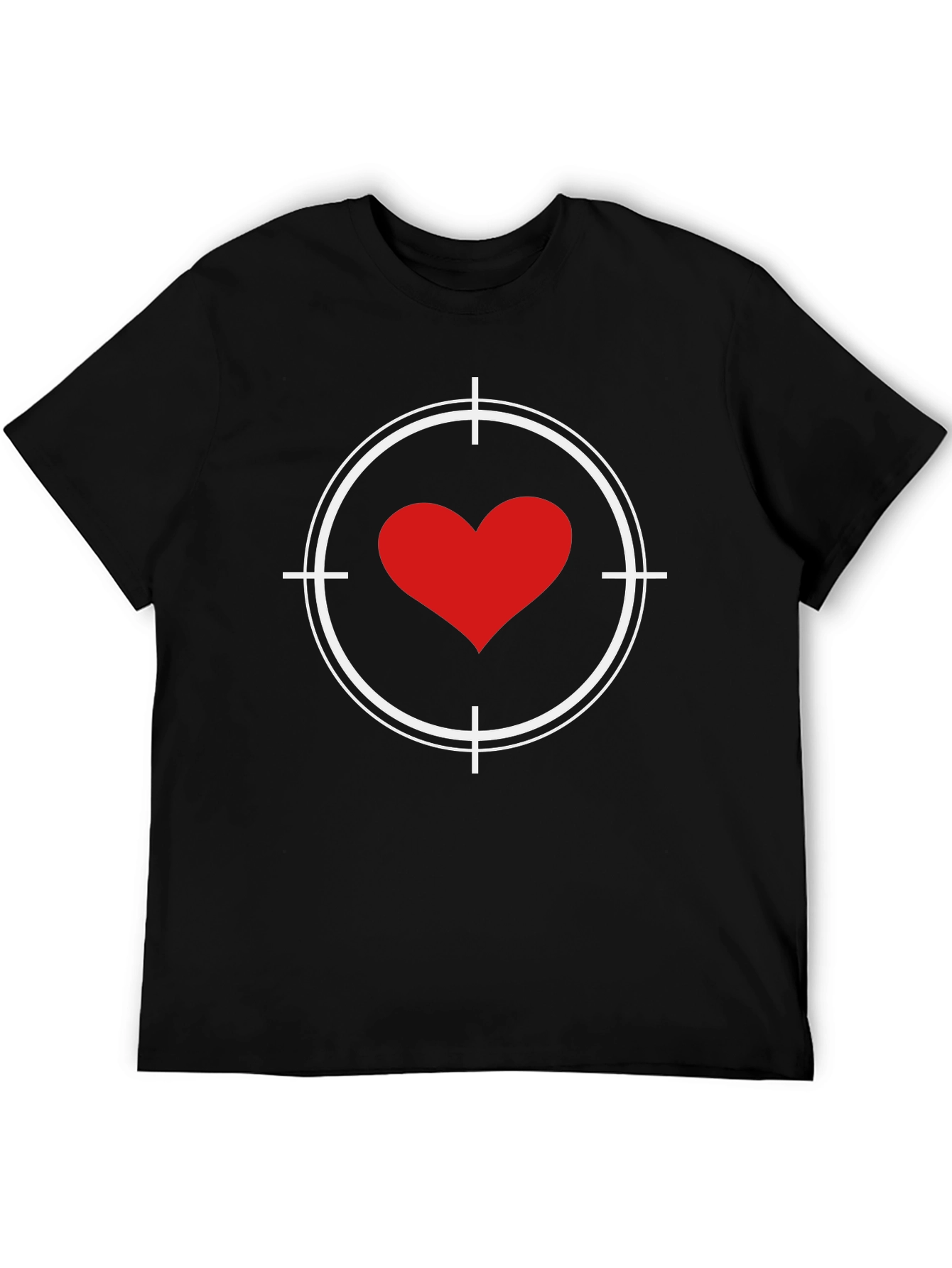 Heart Target Graphic Tee - Black Cotton T-Shirt