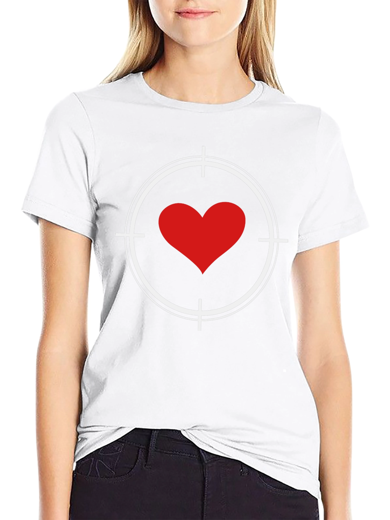 Heart Target Graphic Tee - Black Cotton T-Shirt
