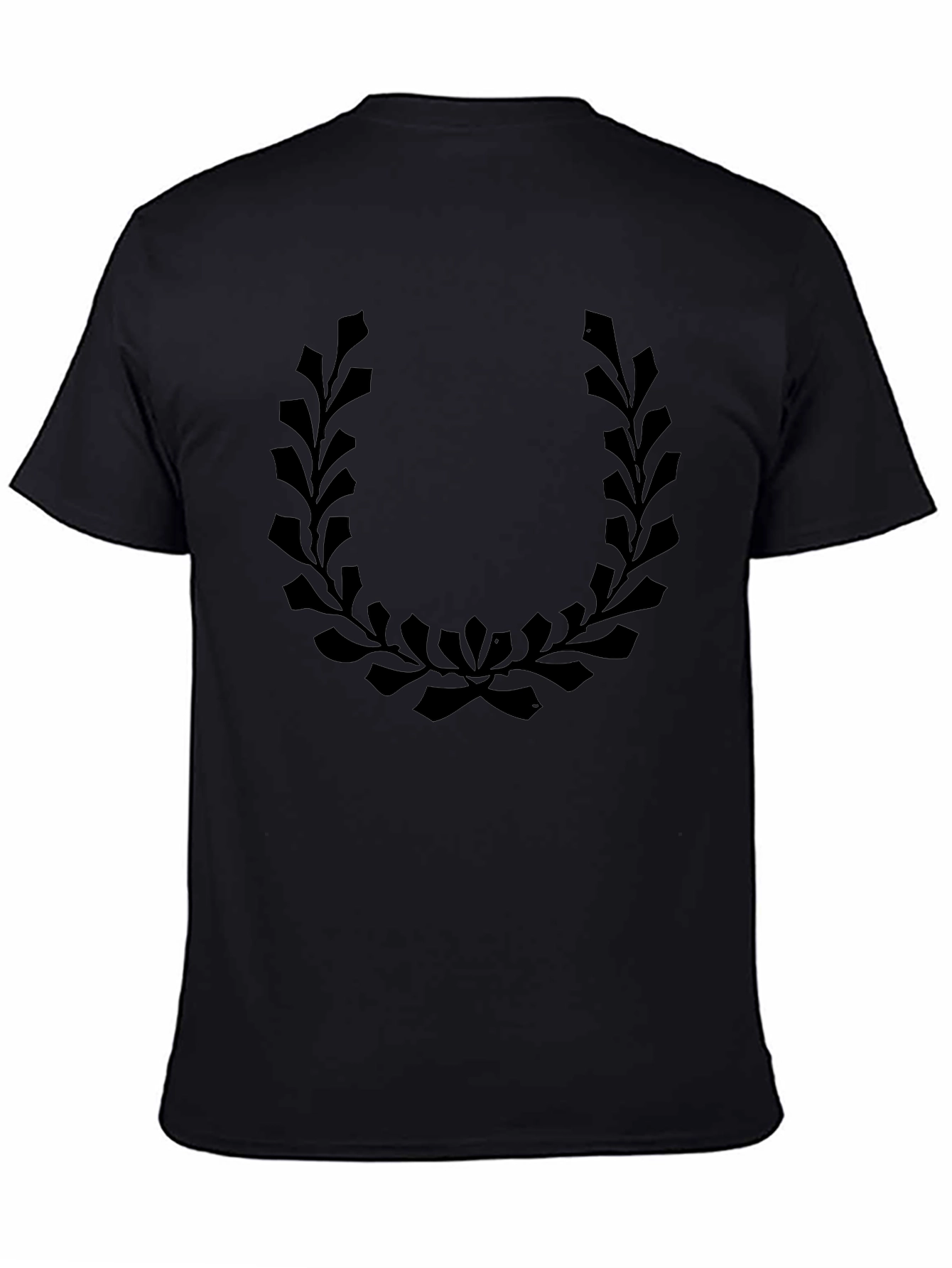 Mens Black T-Shirt with Laurel Wreath Graphic