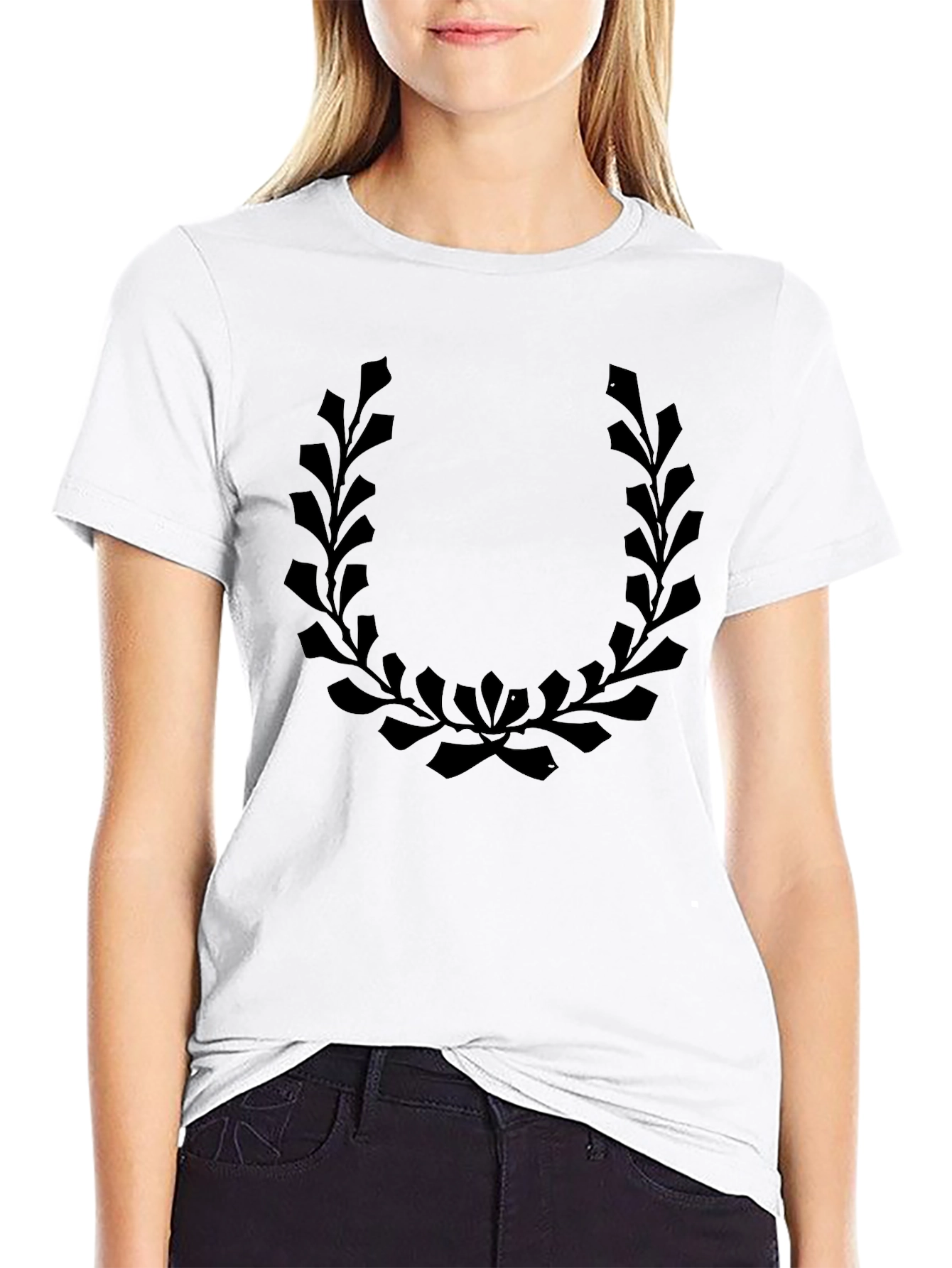 Mens Black T-Shirt with Laurel Wreath Graphic