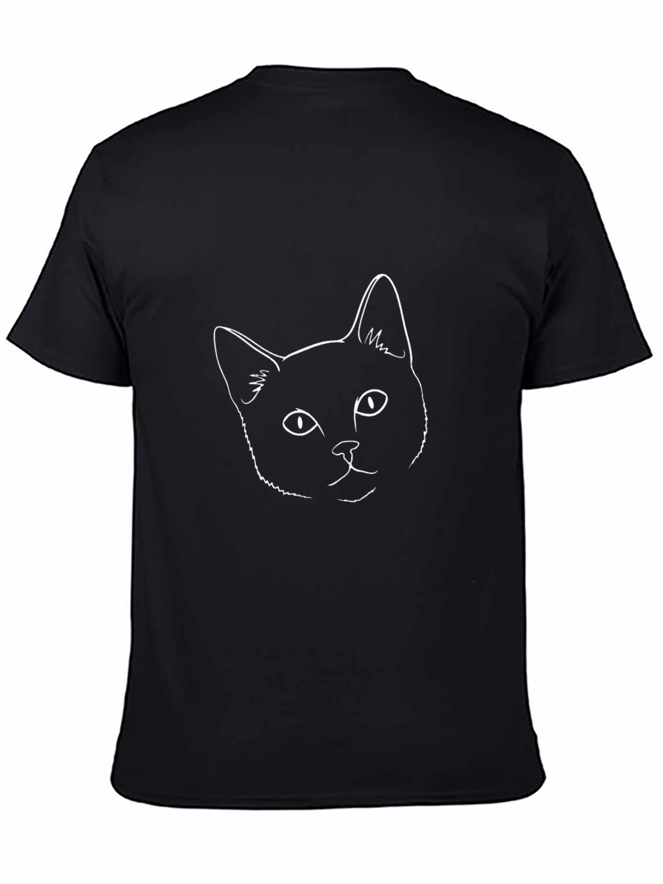 Cat Outline Graphic Tee - Black