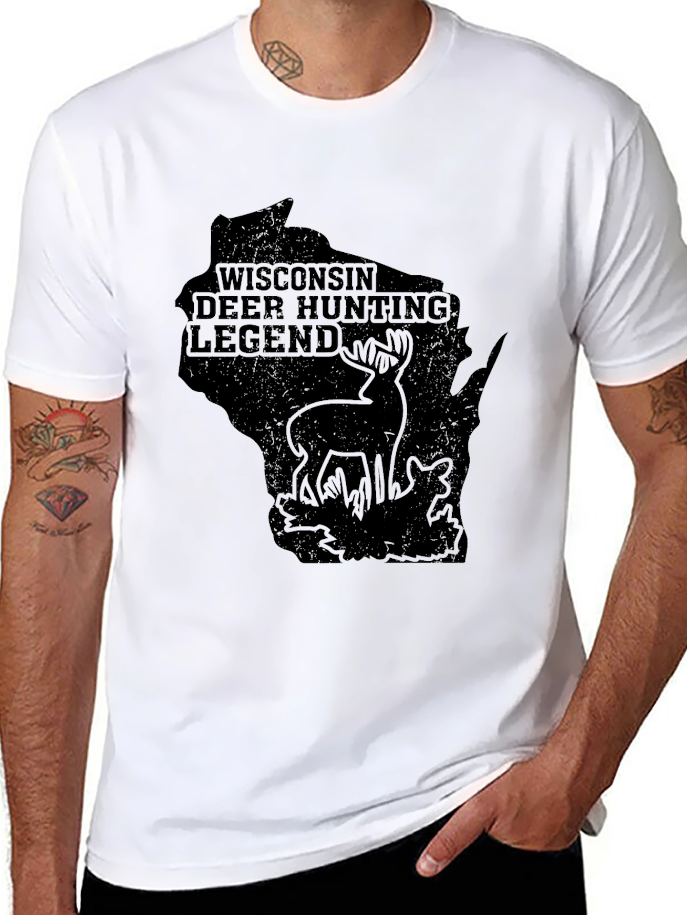 Wisconsin Deer Hunting Legend Black T-Shirt