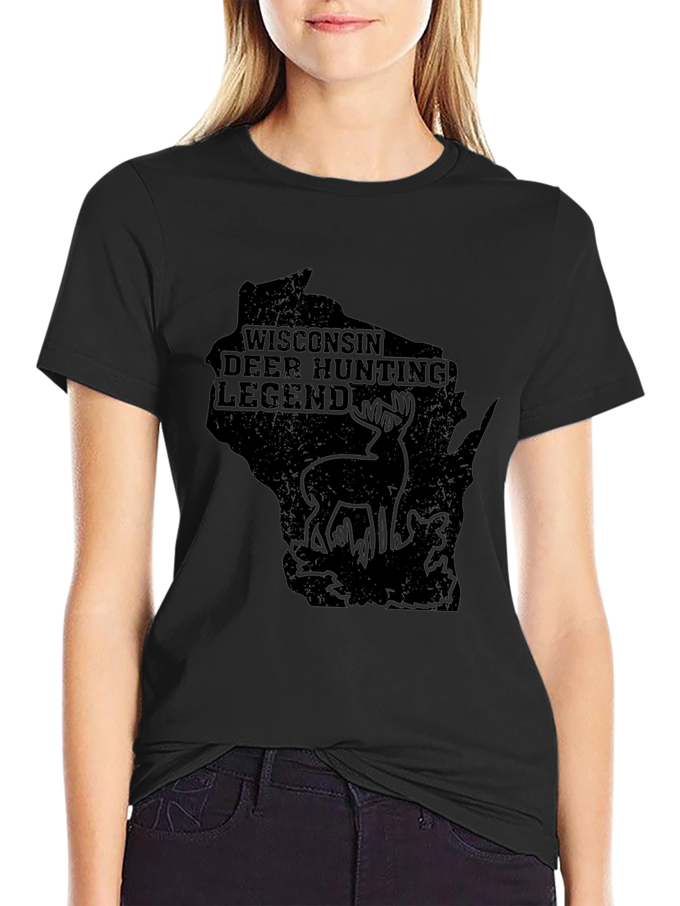 Wisconsin Deer Hunting Legend Black T-Shirt