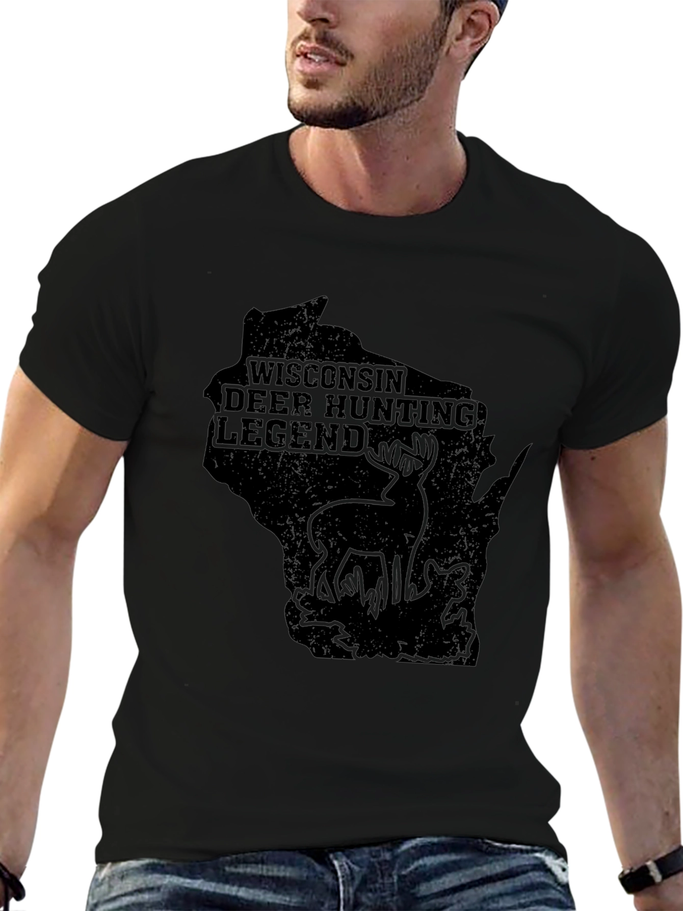 Wisconsin Deer Hunting Legend Black T-Shirt