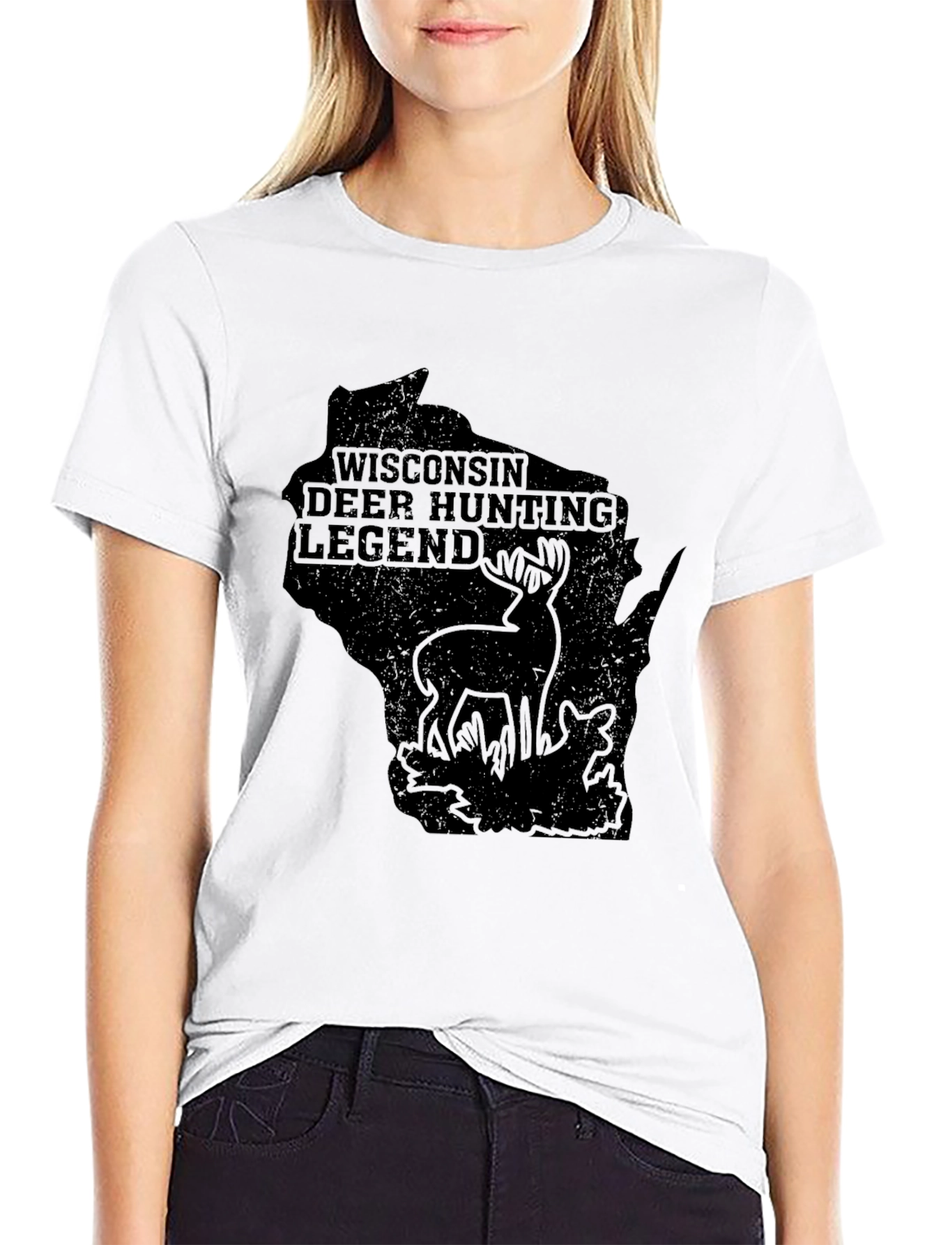 Wisconsin Deer Hunting Legend Black T-Shirt