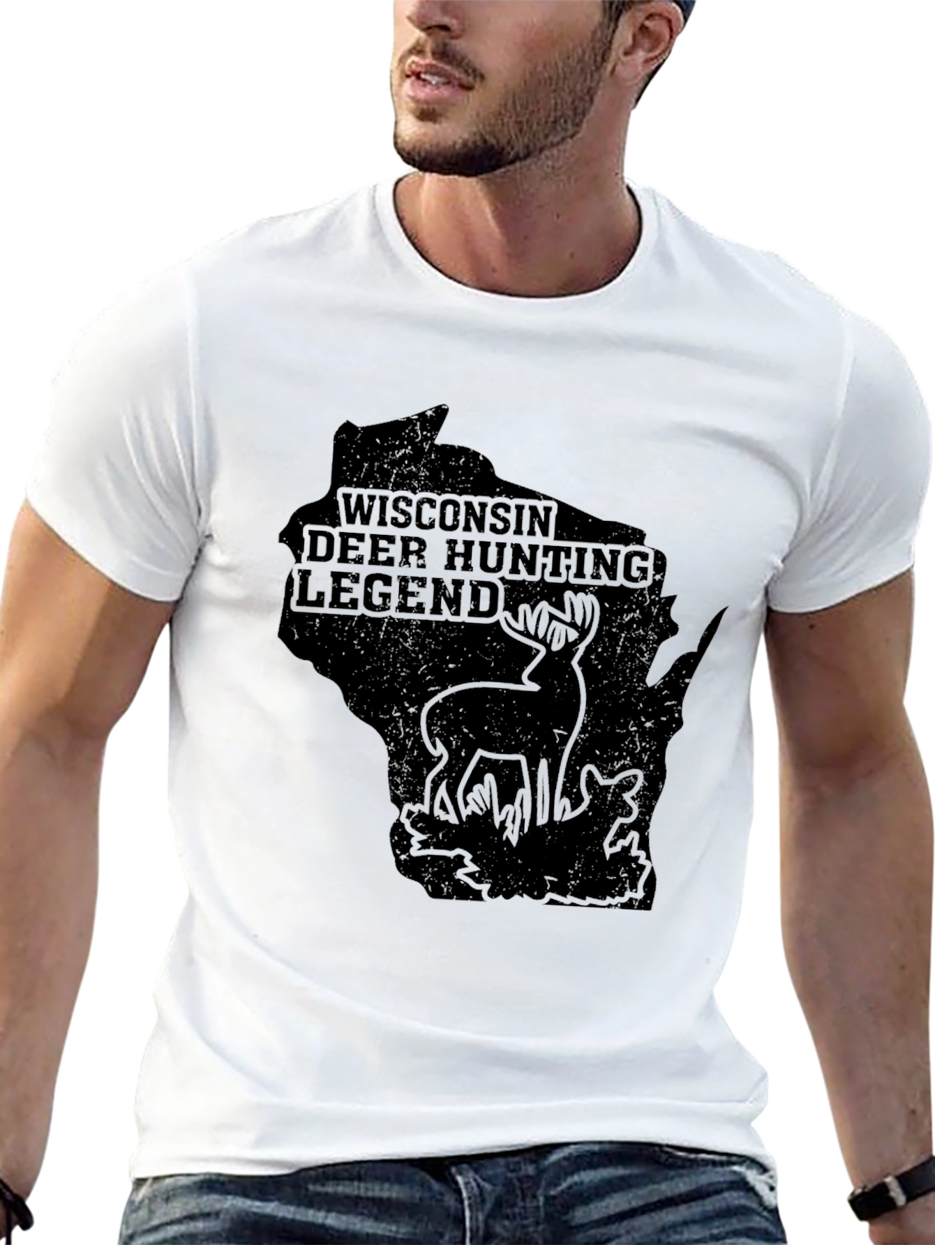 Wisconsin Deer Hunting Legend Black T-Shirt