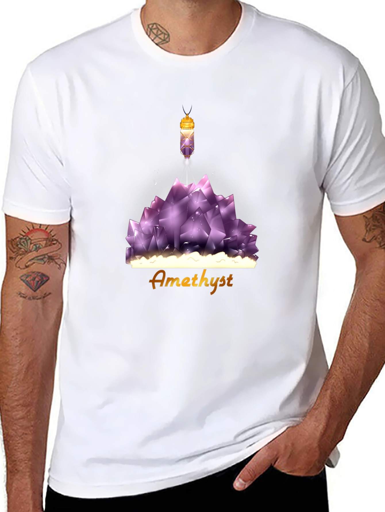 Amethyst Crystal T-Shirt - Unique Gemstone Design