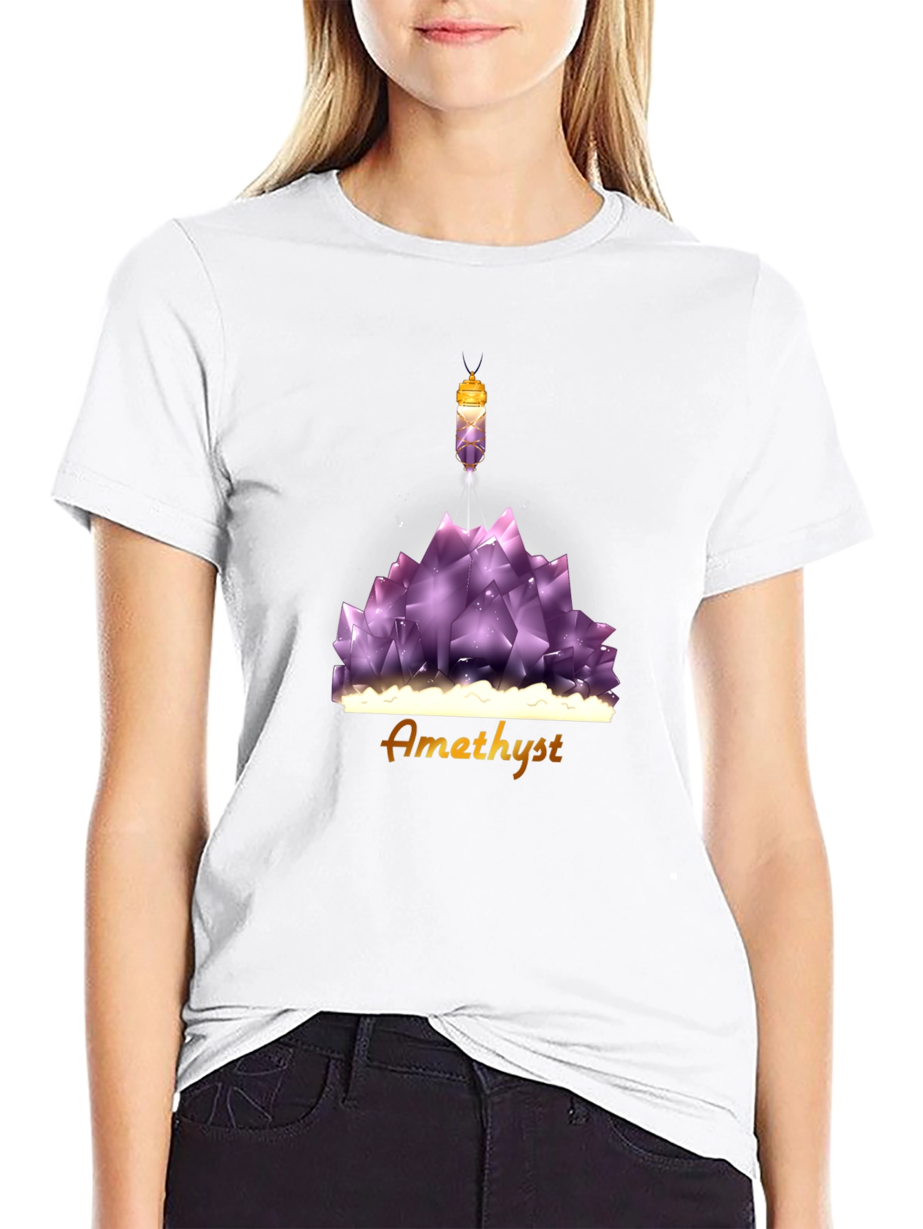 Amethyst Crystal T-Shirt - Unique Gemstone Design
