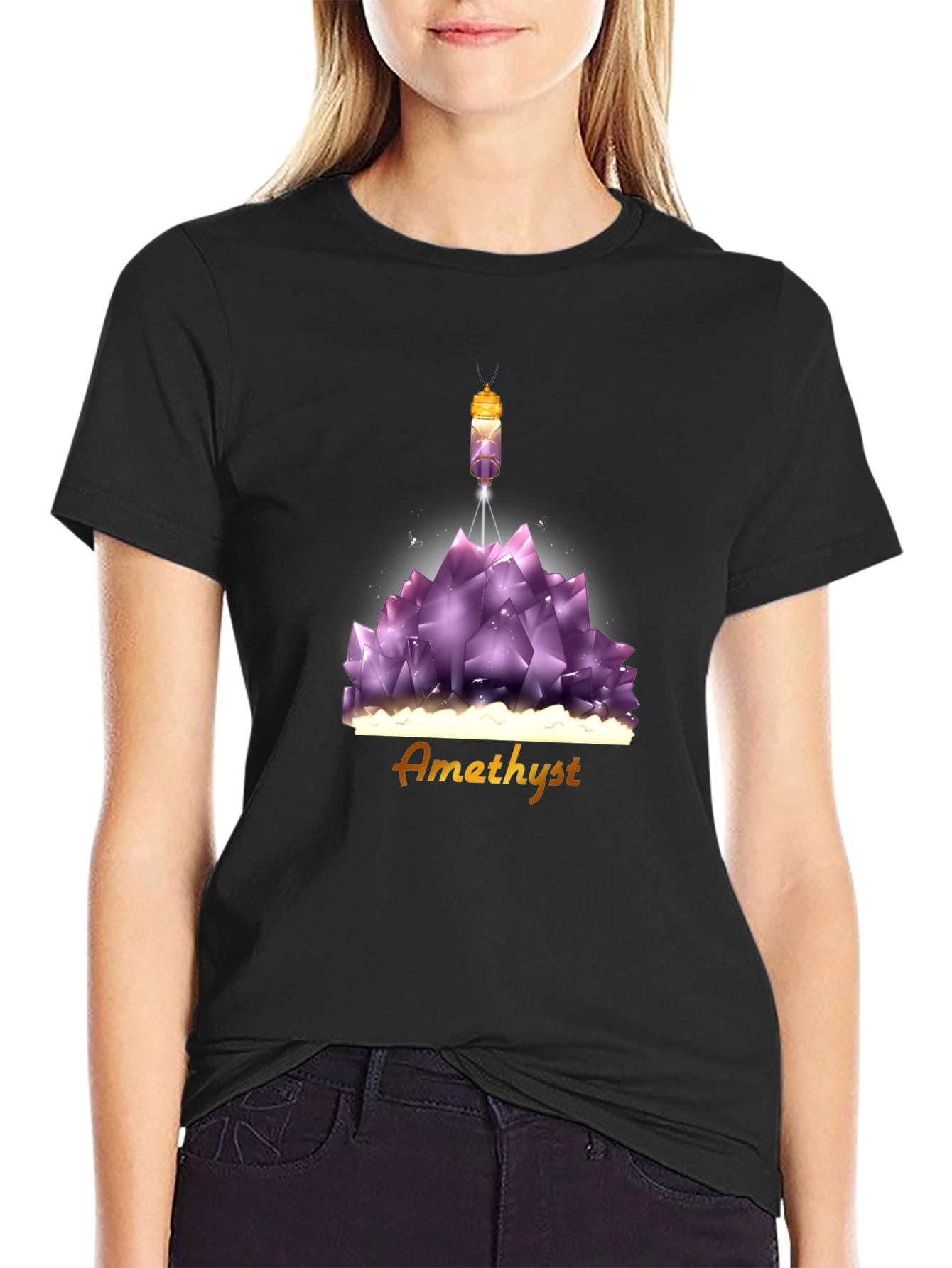 Amethyst Crystal T-Shirt - Unique Gemstone Design