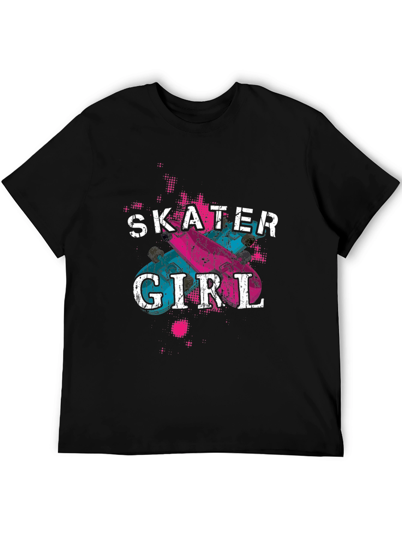 Skater Girl Graphic Tee - Trendy Black T-Shirt