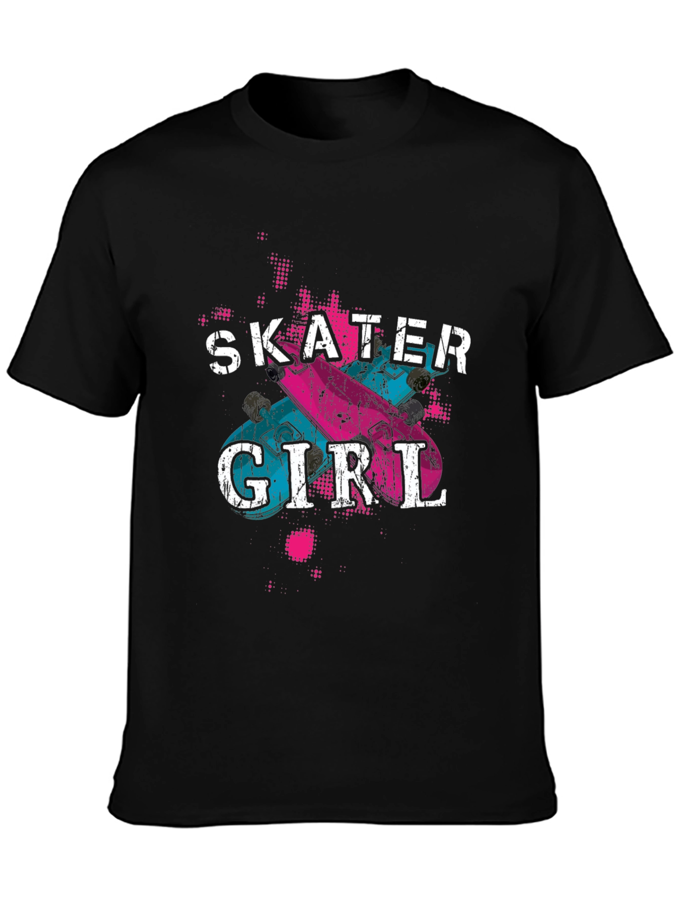 Skater Girl Graphic Tee - Trendy Black T-Shirt