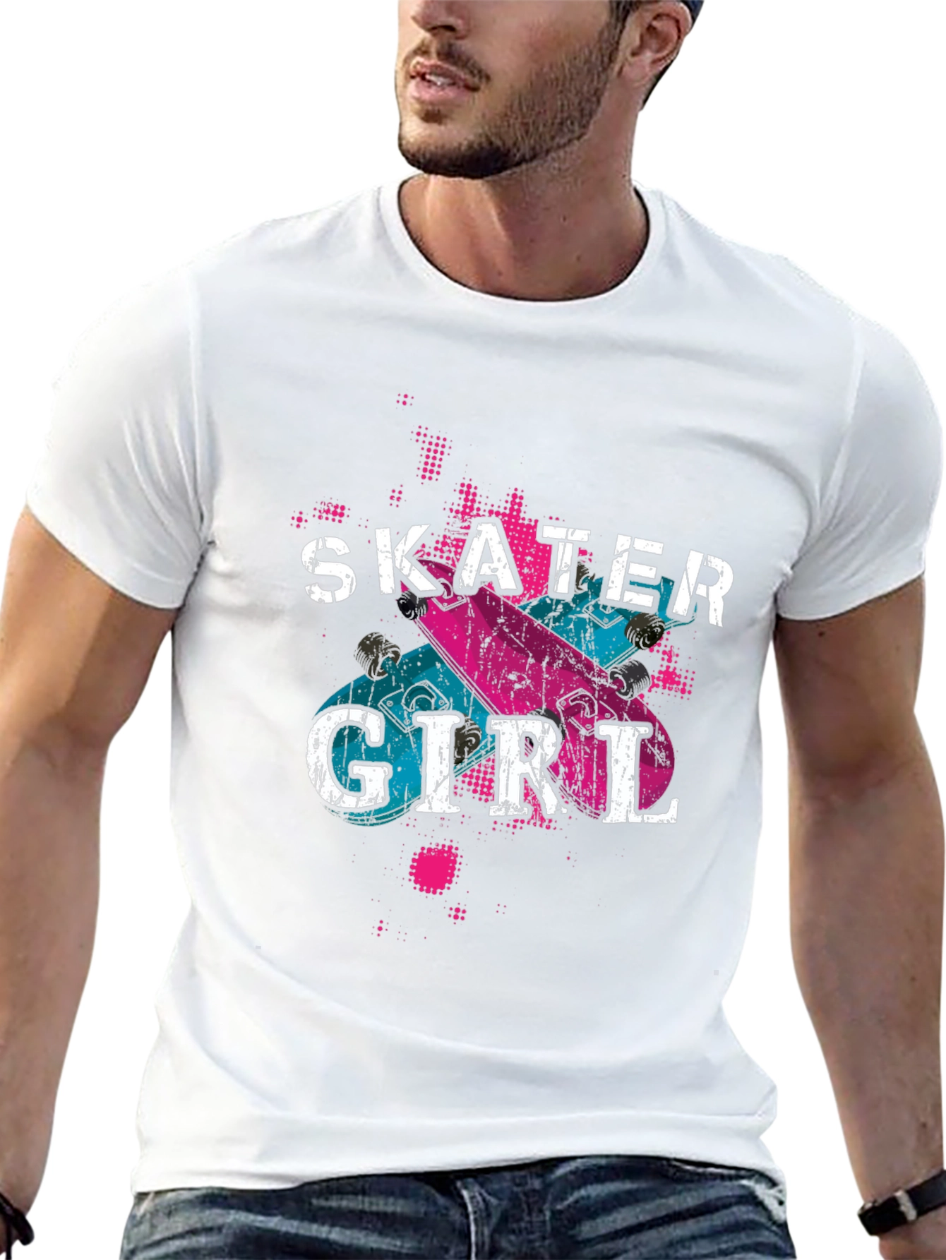 Skater Girl Graphic Tee - Trendy Black T-Shirt
