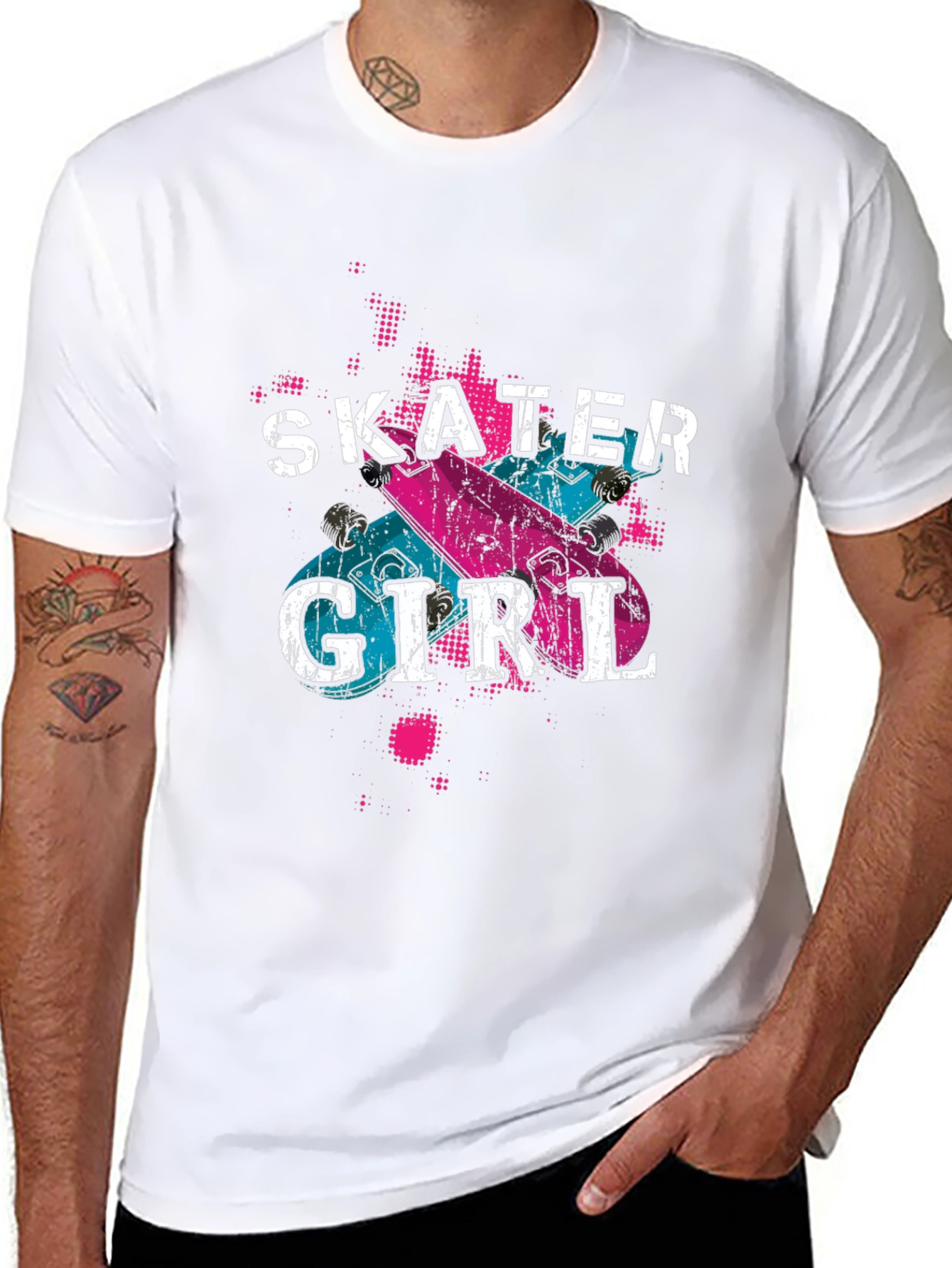 Skater Girl Graphic Tee - Trendy Black T-Shirt