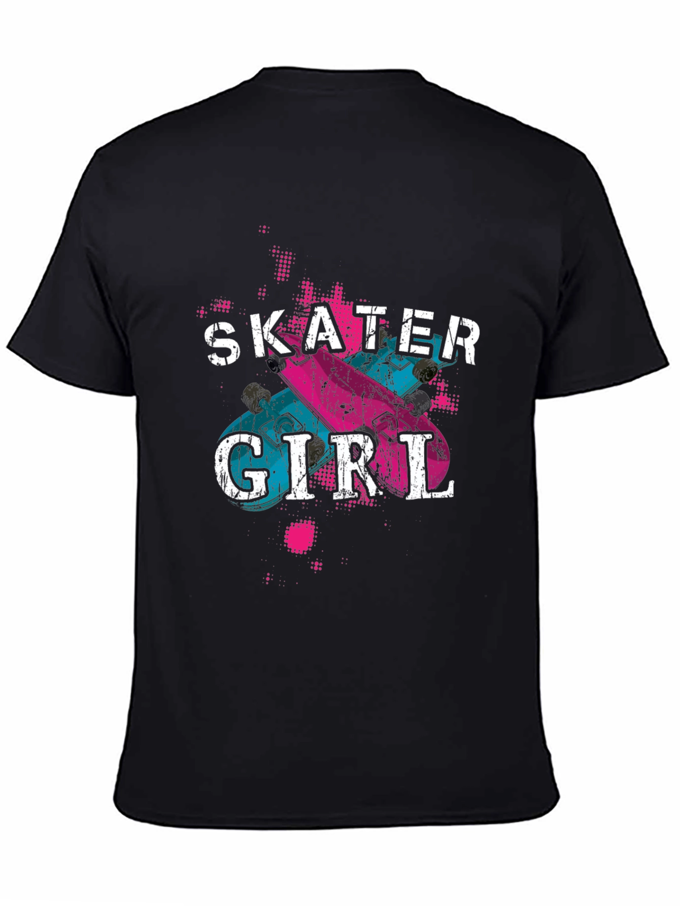Skater Girl Graphic Tee - Trendy Black T-Shirt
