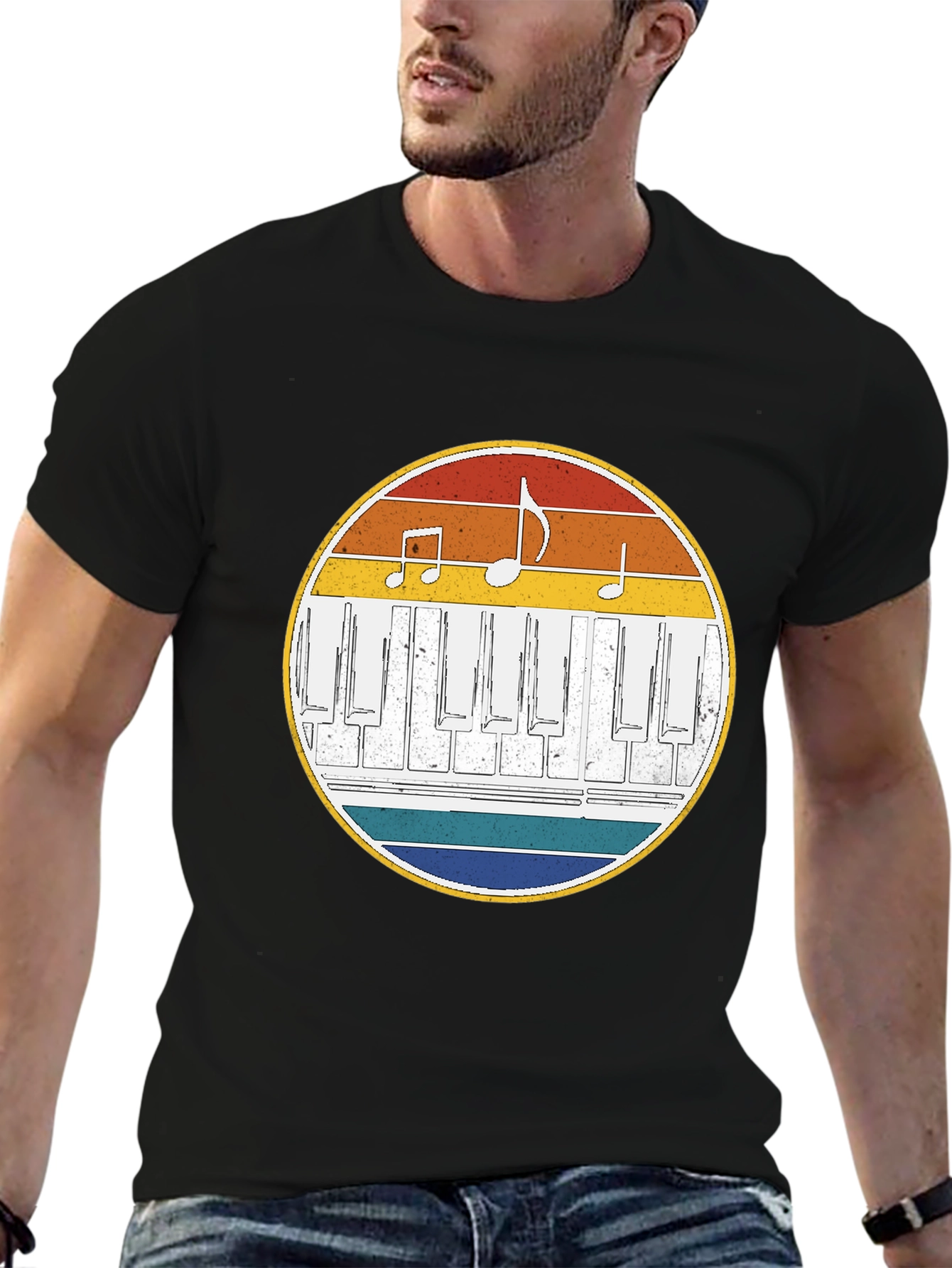 Retro Piano Keys Music Notes T-Shirt