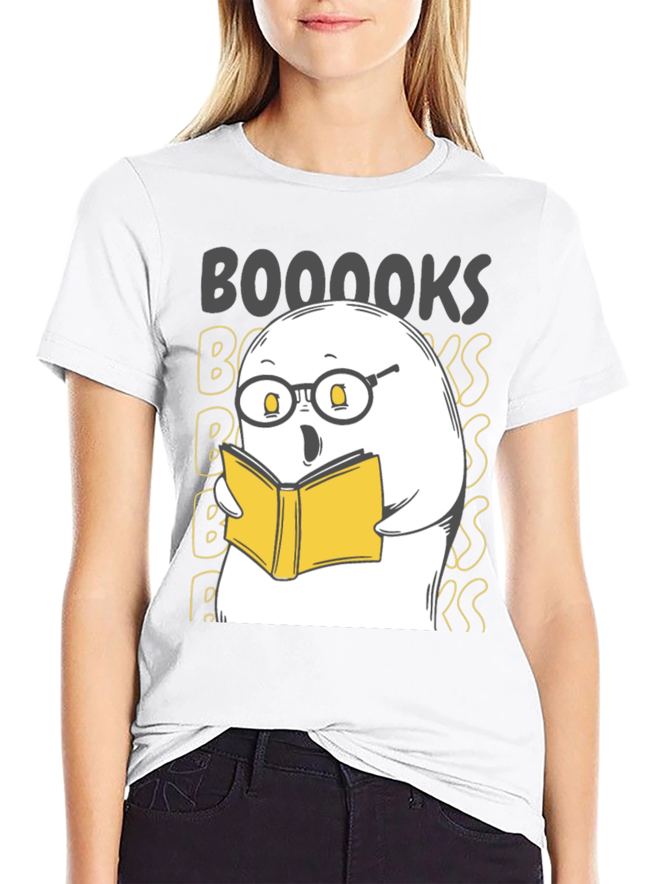 Funny Ghost Reading Book T-Shirt - BOOOOOKS!