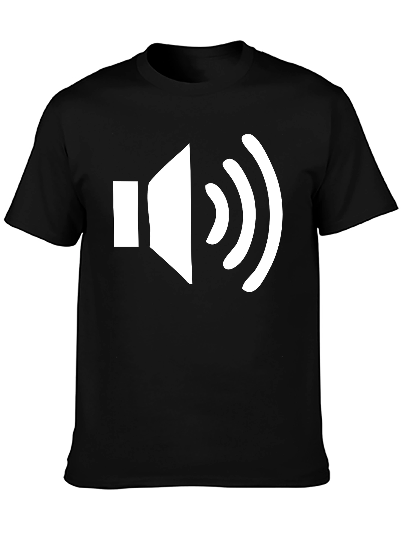 Black T-Shirt with White Speaker Graphic