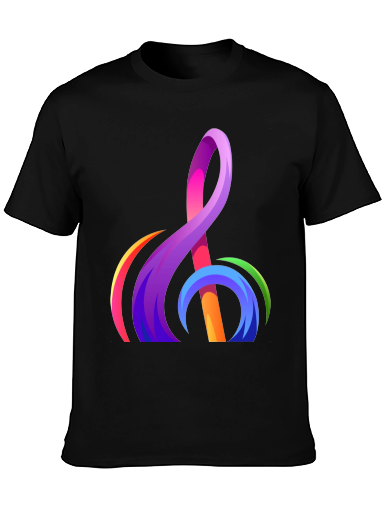 Abstract Rainbow Treble Clef Graphic T-Shirt