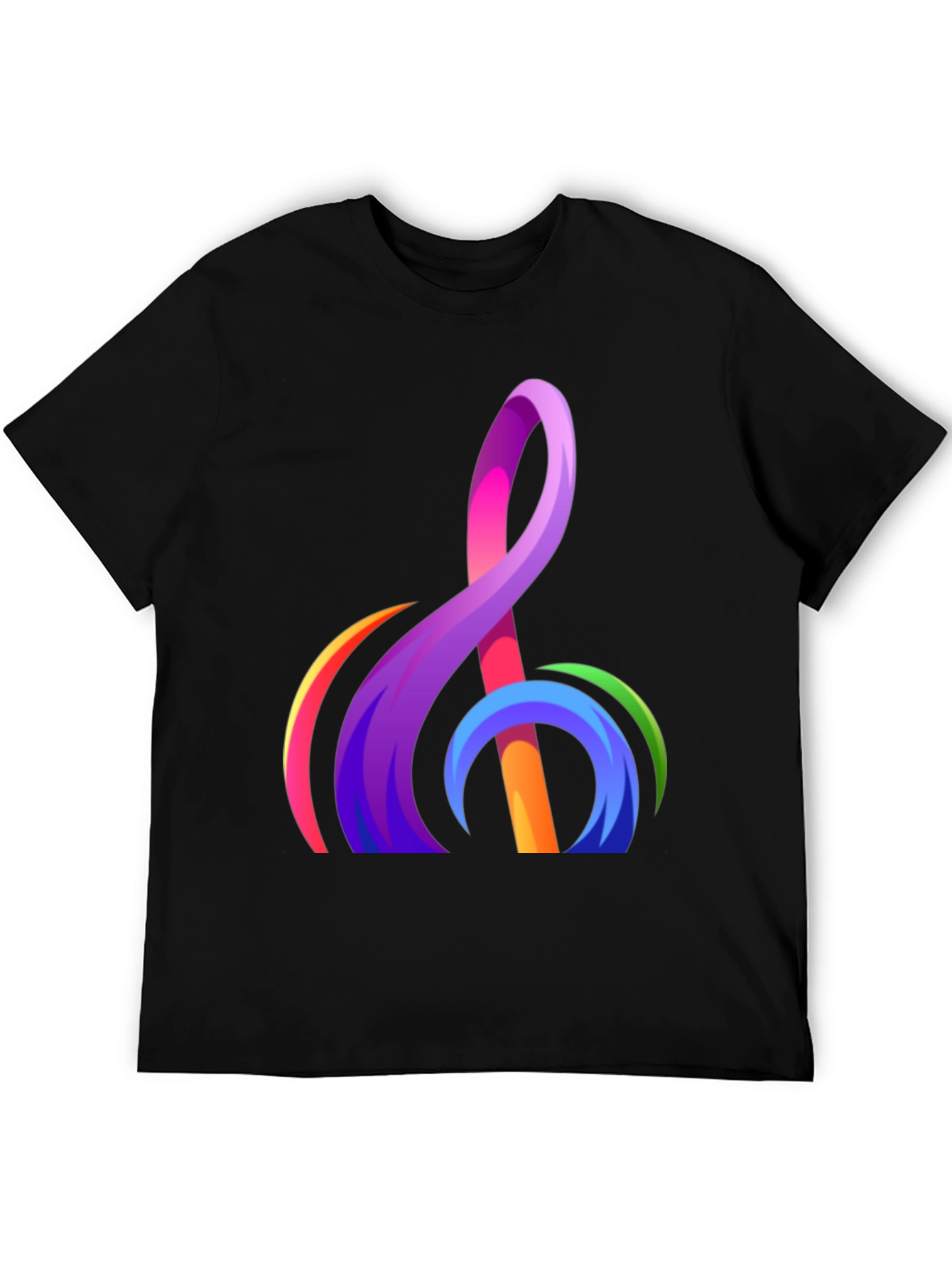 Abstract Rainbow Treble Clef Graphic T-Shirt