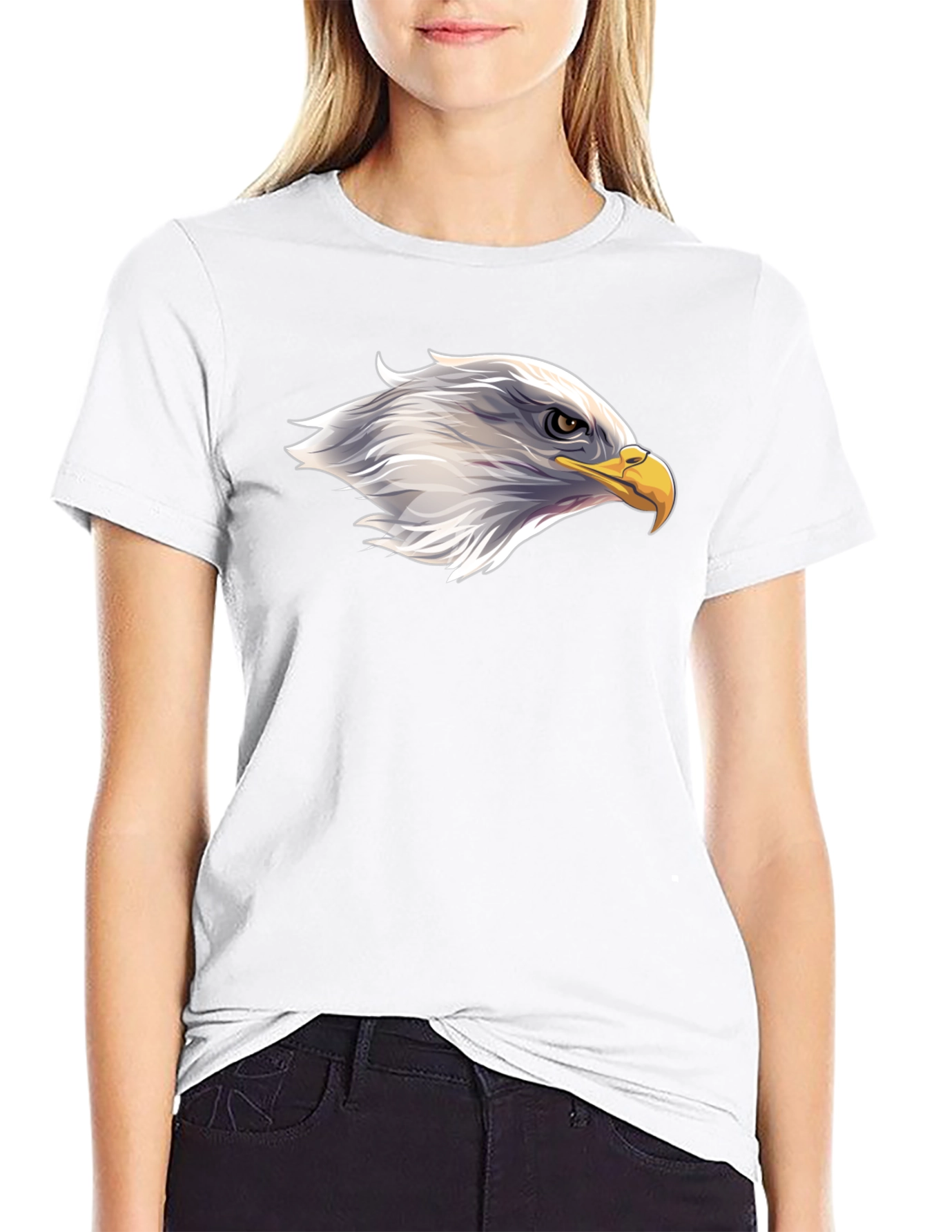 Bold Eagle Head Graphic Black T-Shirt