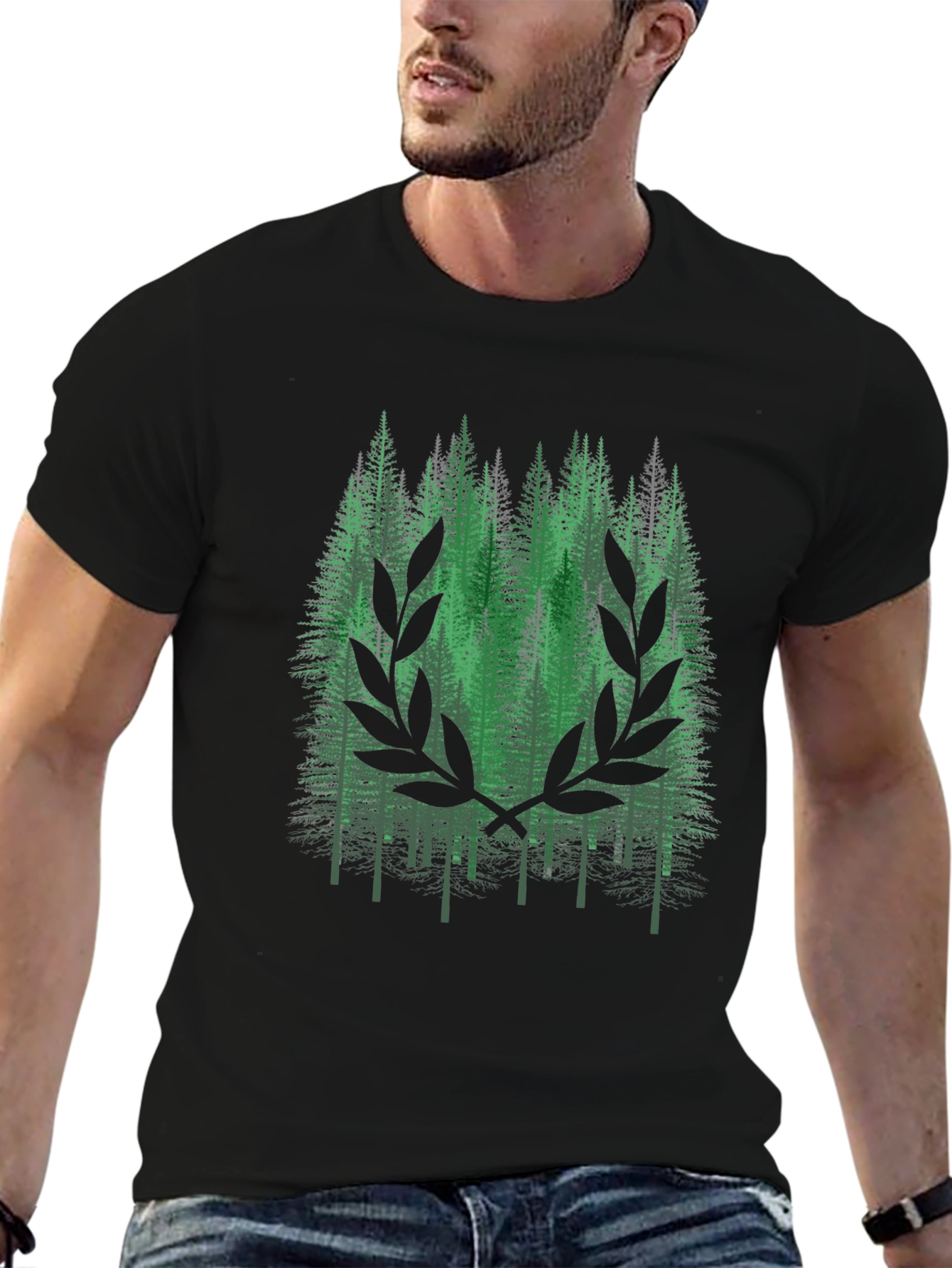 Green Forest Graphic Tee - Black T-Shirt
