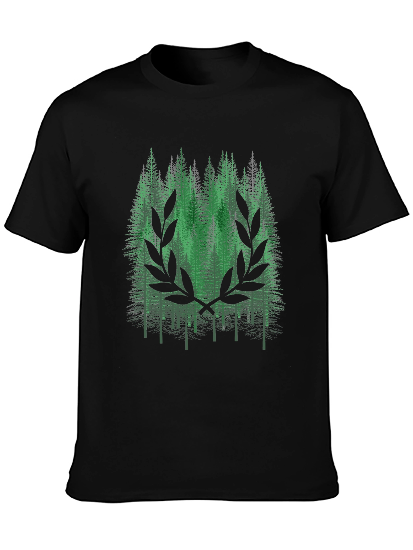 Green Forest Graphic Tee - Black T-Shirt