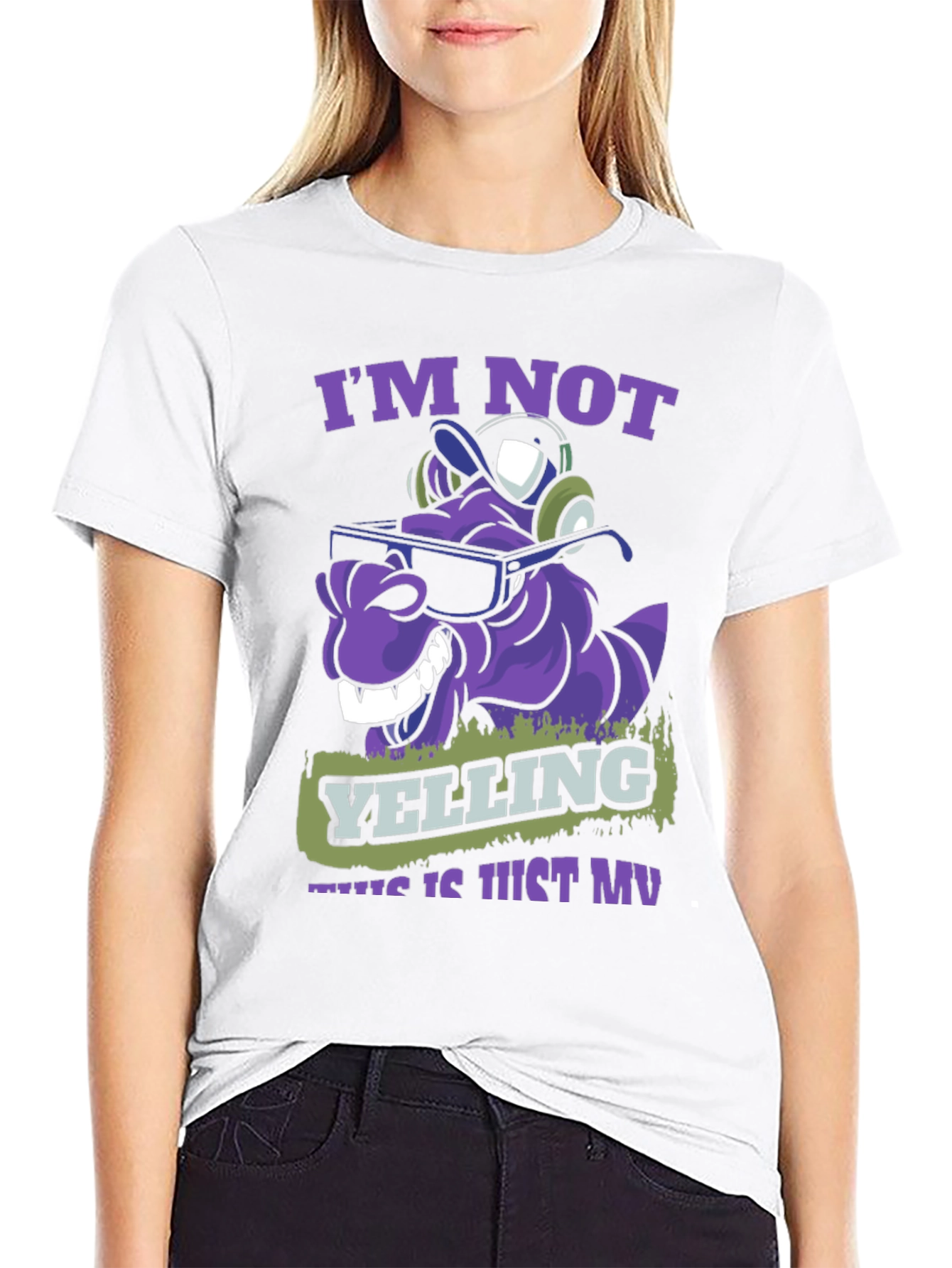 Im Not Yelling T-Shirt - Purple Cartoon Character Tee
