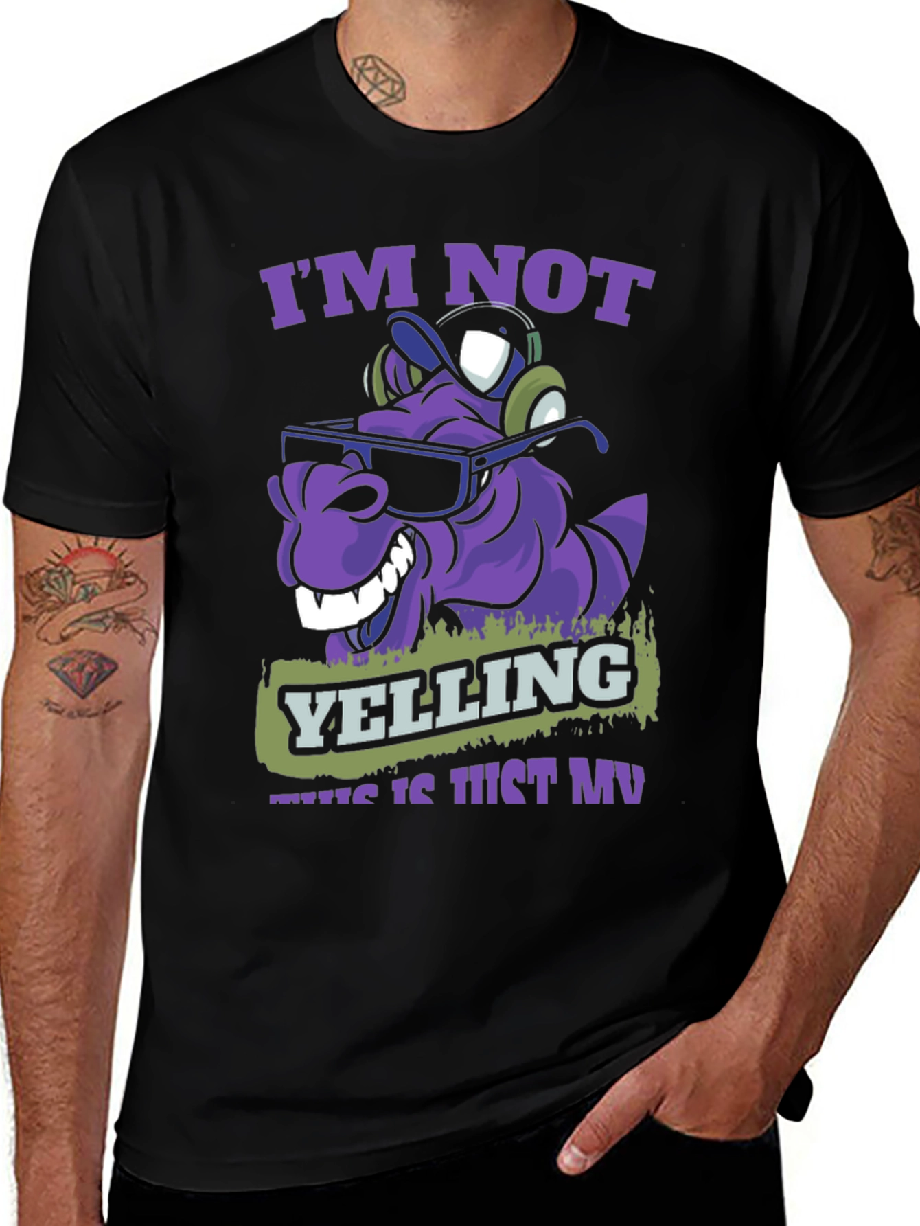 Im Not Yelling T-Shirt - Purple Cartoon Character Tee