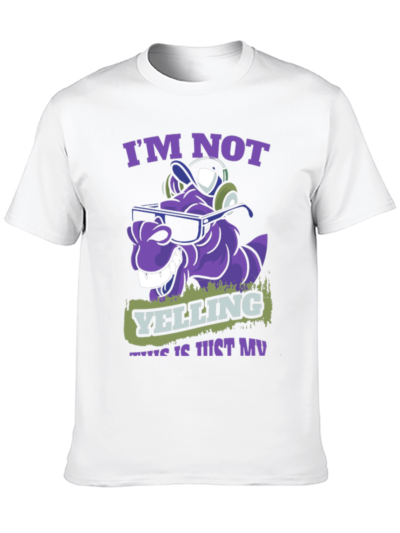 Im Not Yelling T-Shirt - Purple Cartoon Character Tee