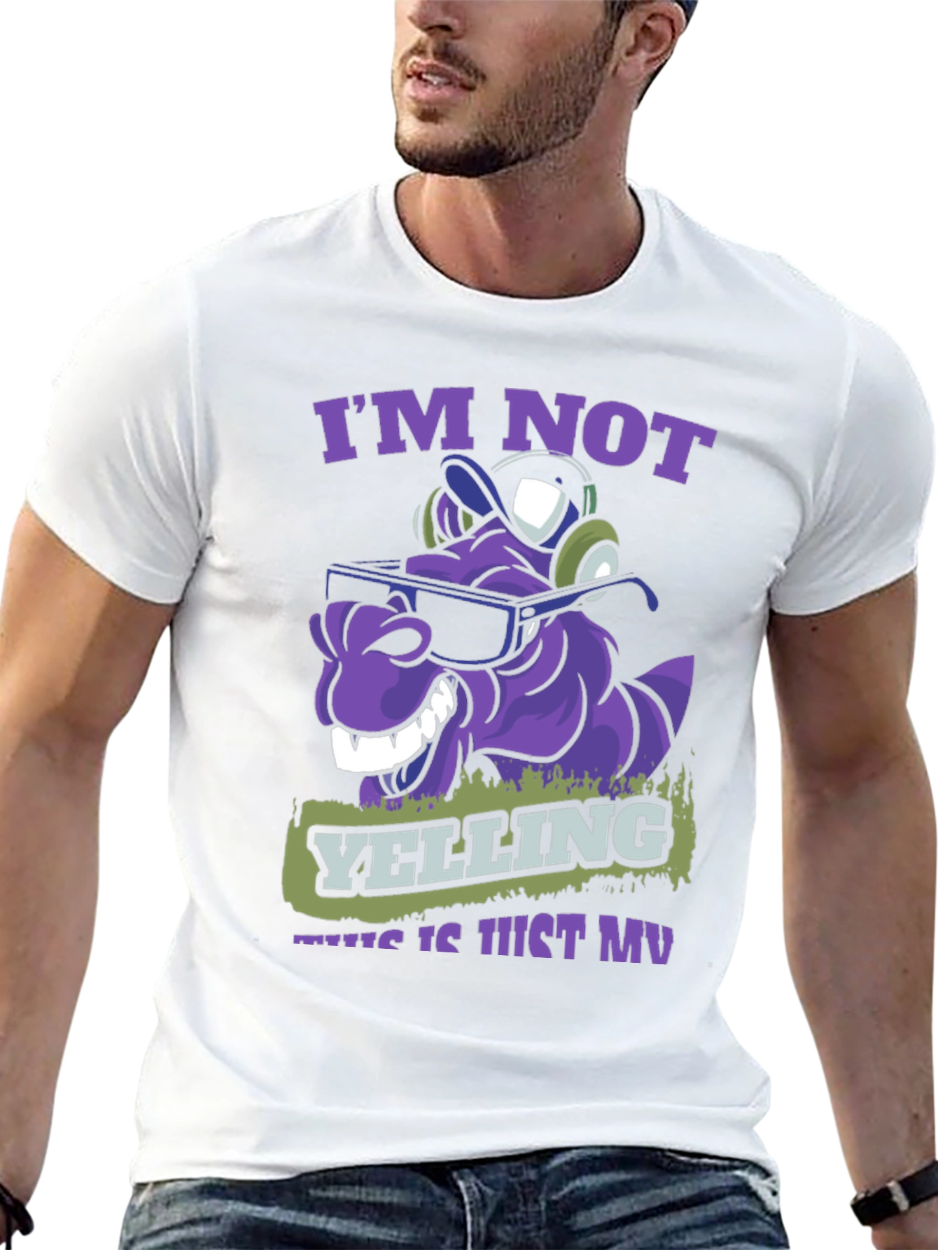 Im Not Yelling T-Shirt - Purple Cartoon Character Tee