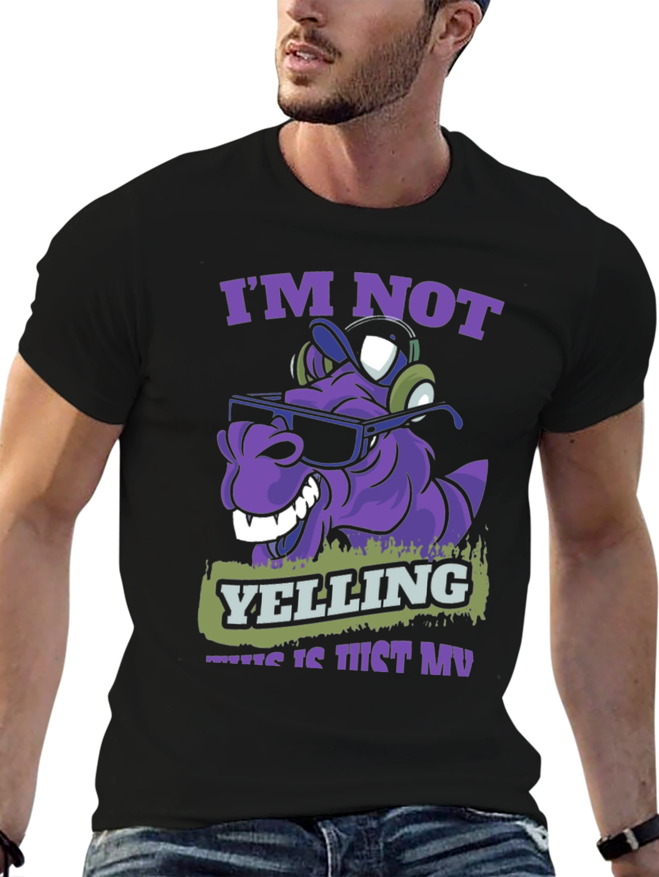 Im Not Yelling T-Shirt - Purple Cartoon Character Tee