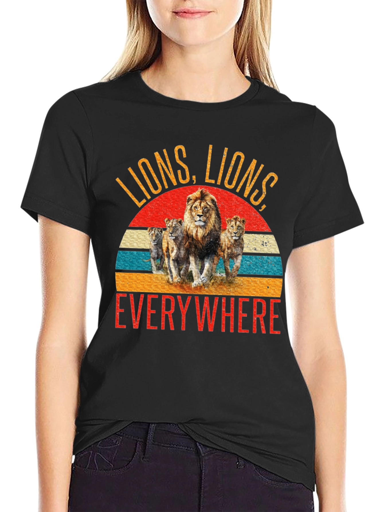 Lions Everywhere Graphic Tee - Black
