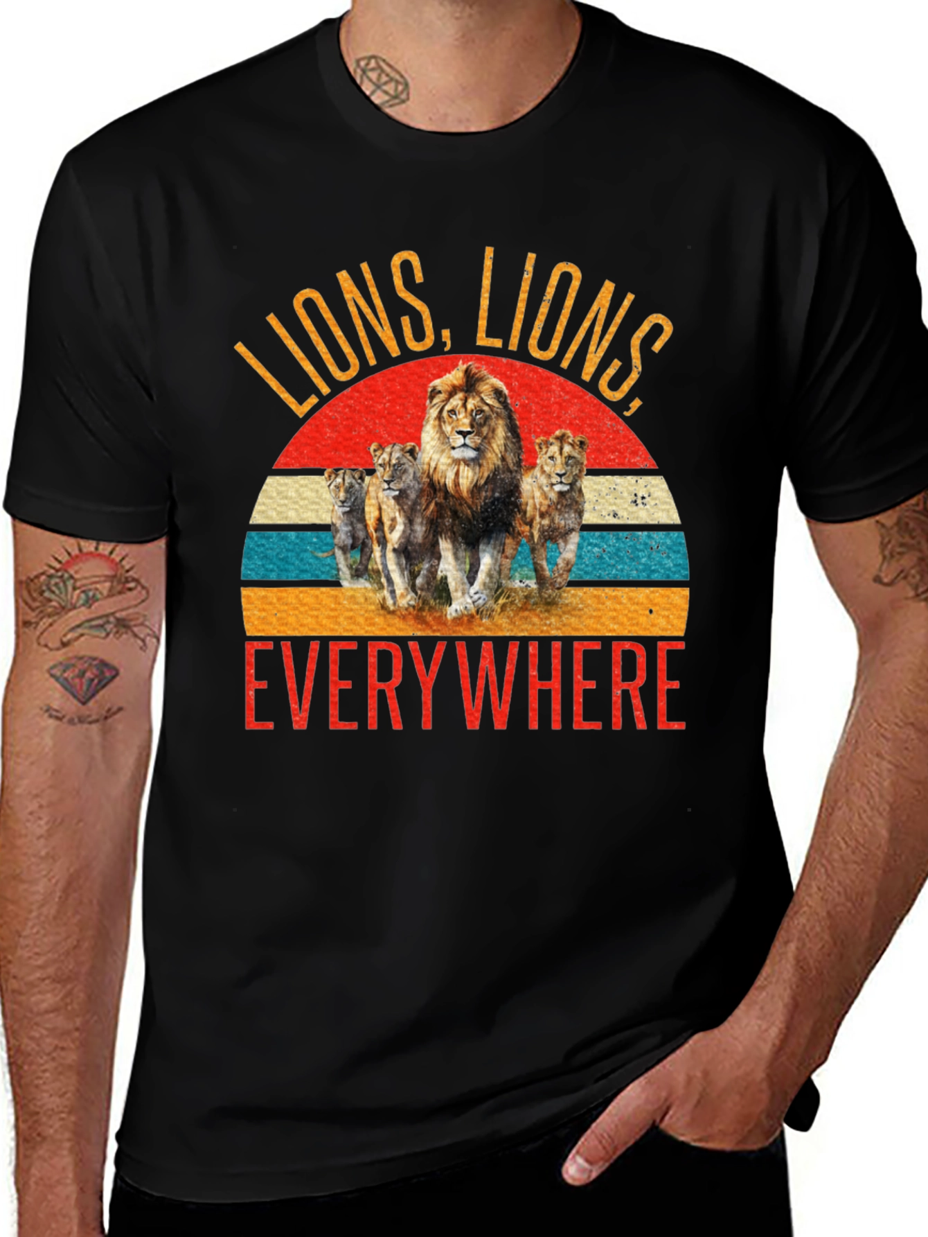 Lions Everywhere Graphic Tee - Black