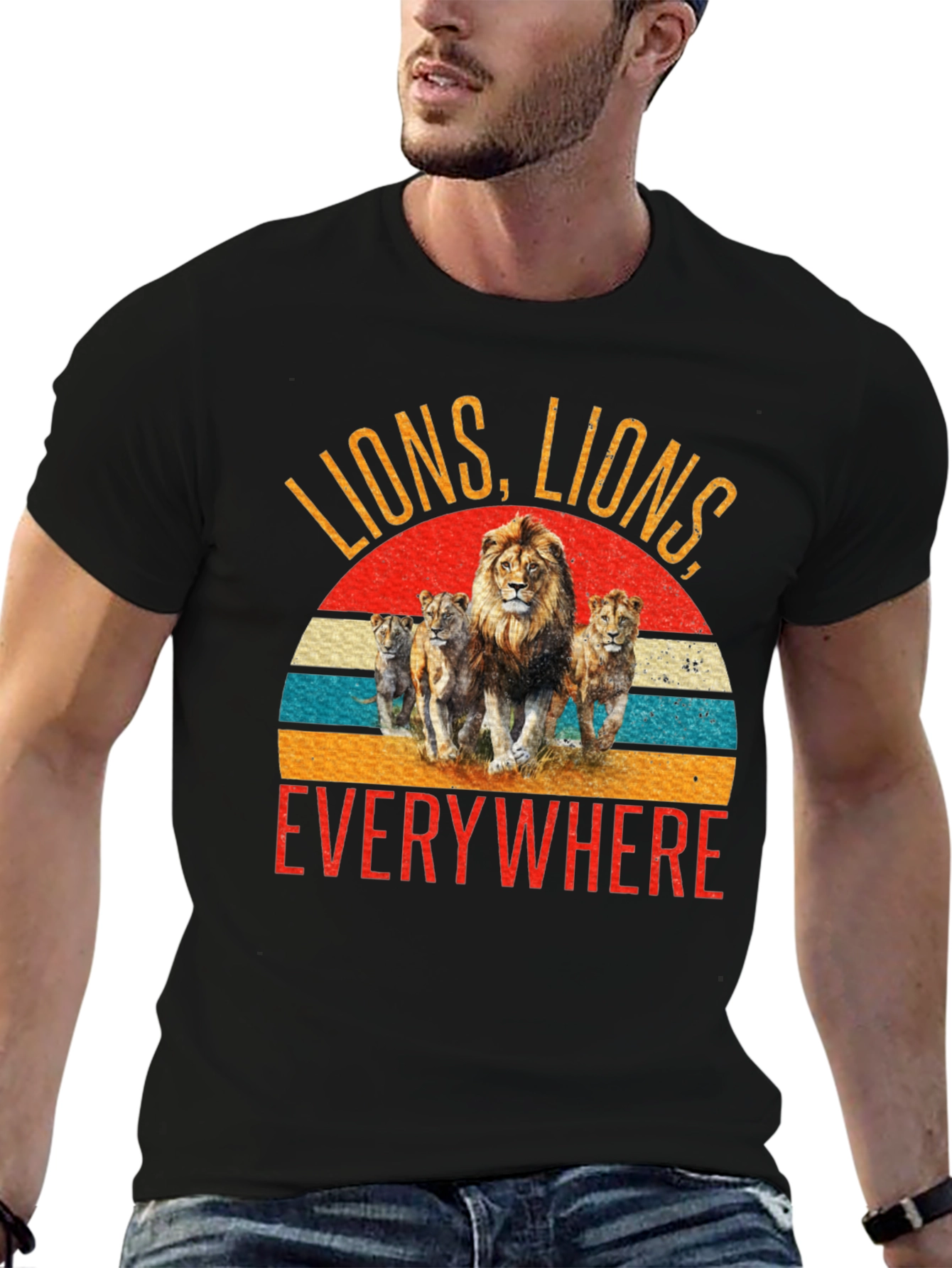 Lions Everywhere Graphic Tee - Black