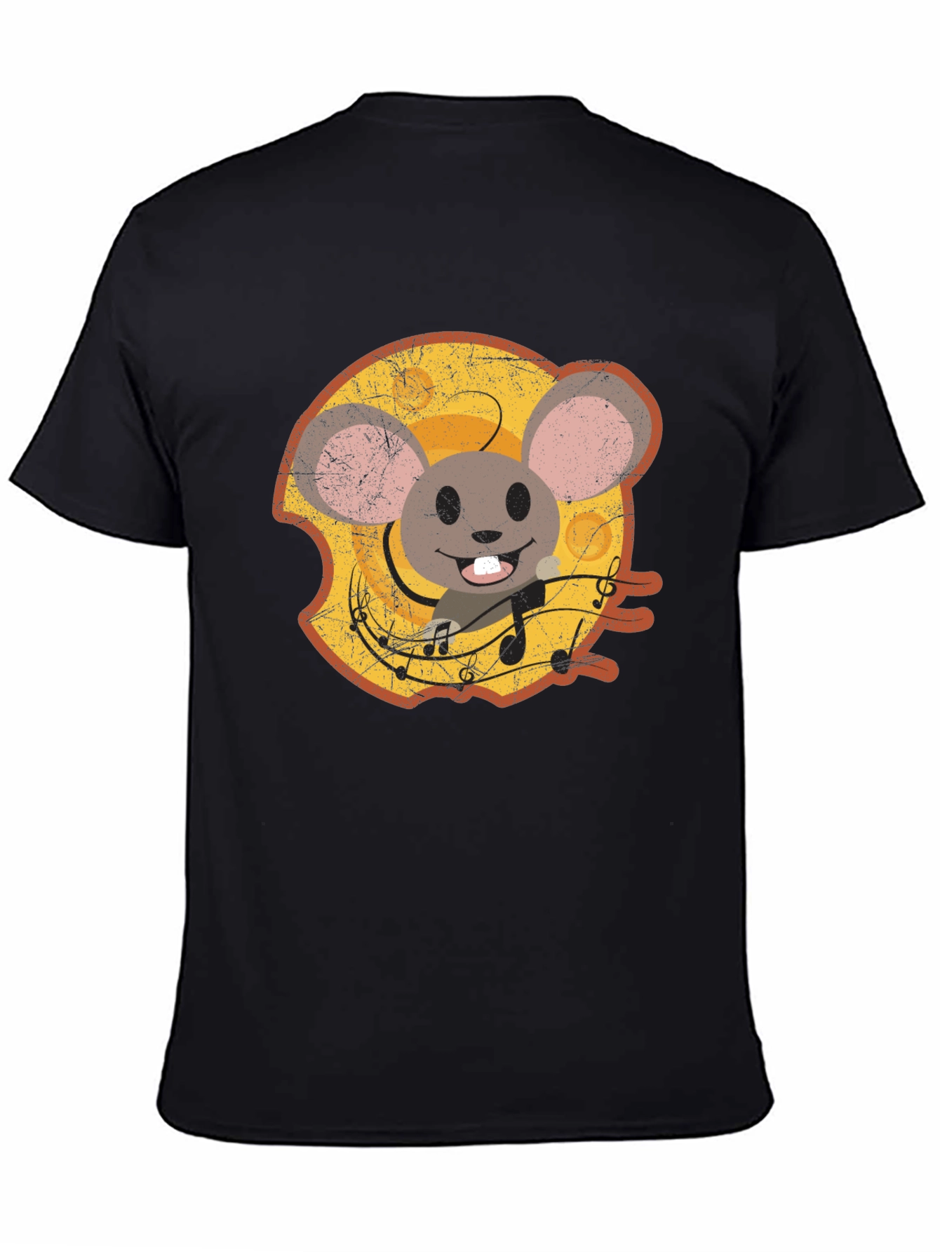 Cartoon Mouse Cheese Music T-Shirt