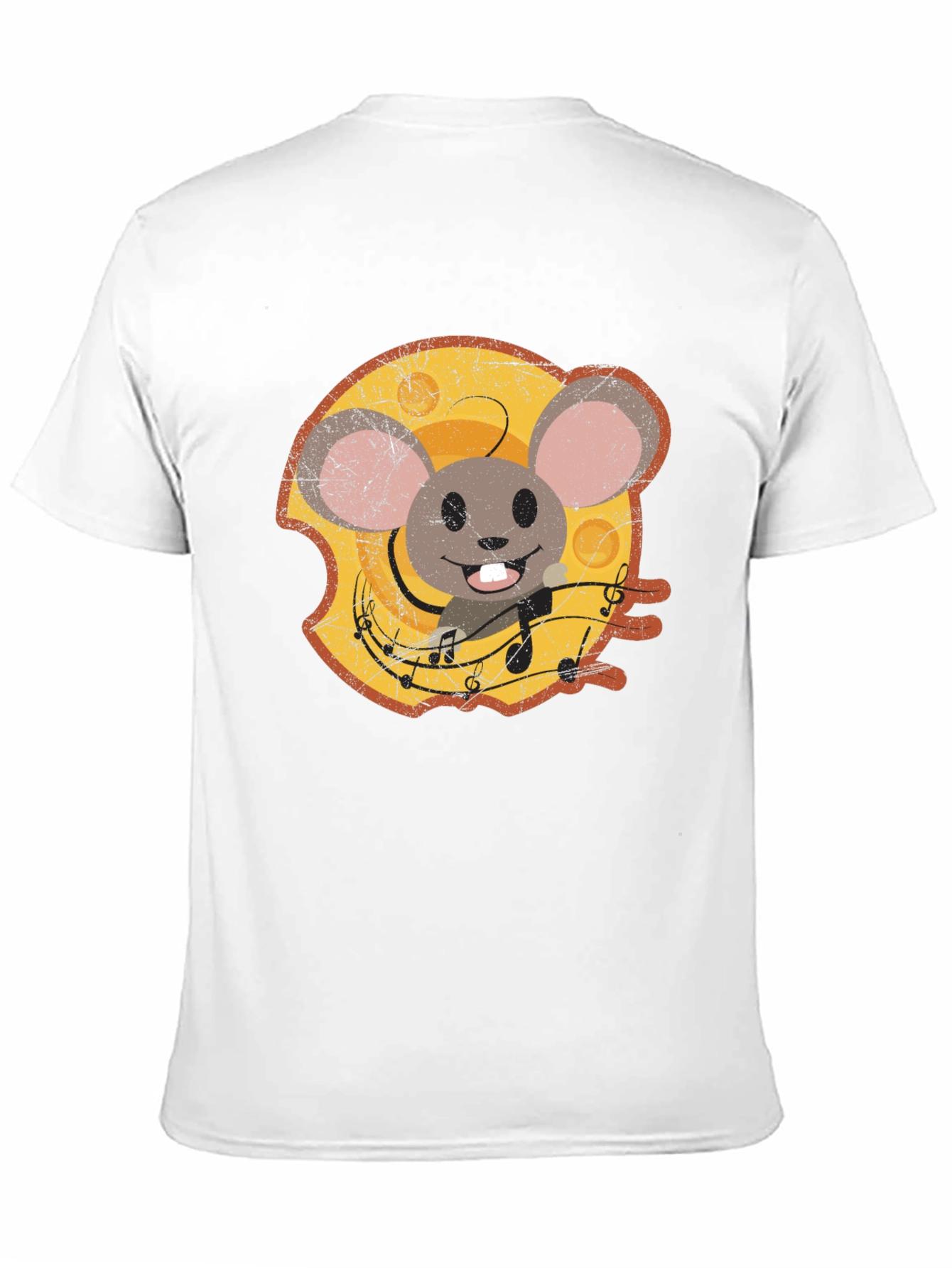 Cartoon Mouse Cheese Music T-Shirt