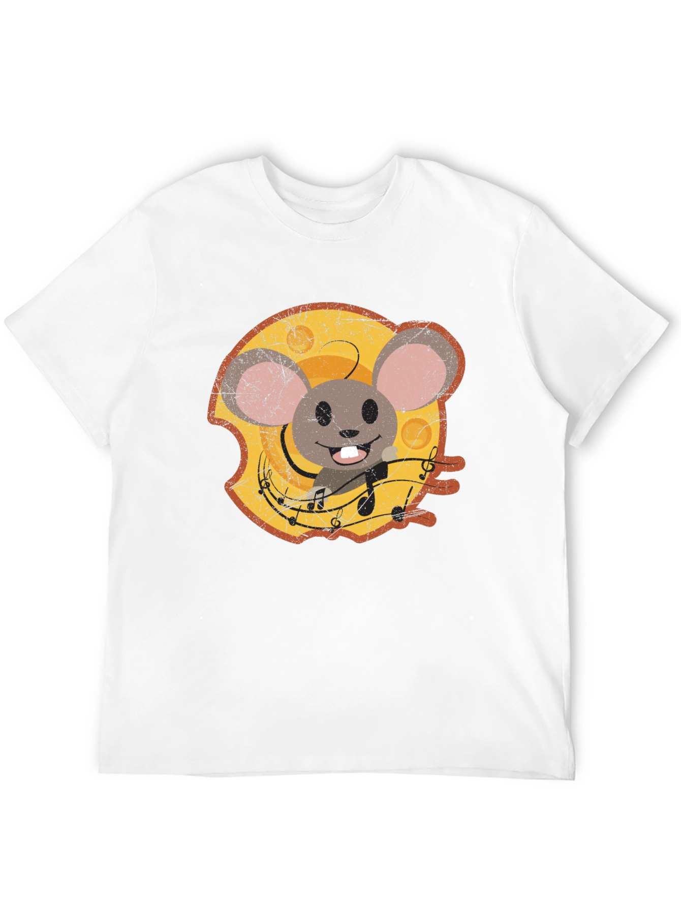 Cartoon Mouse Cheese Music T-Shirt