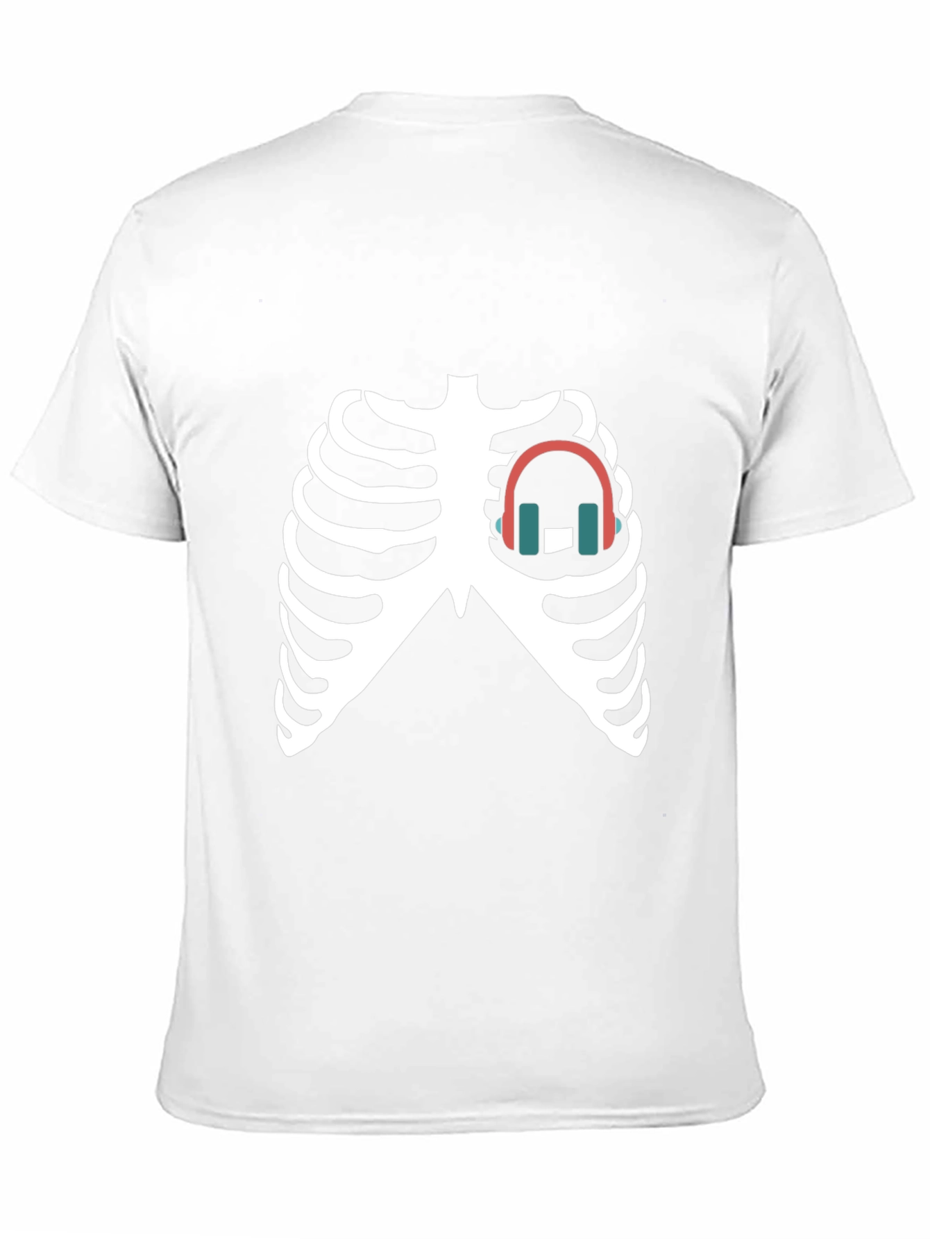 Skeleton Ribcage Headphones Graphic Tee - Black