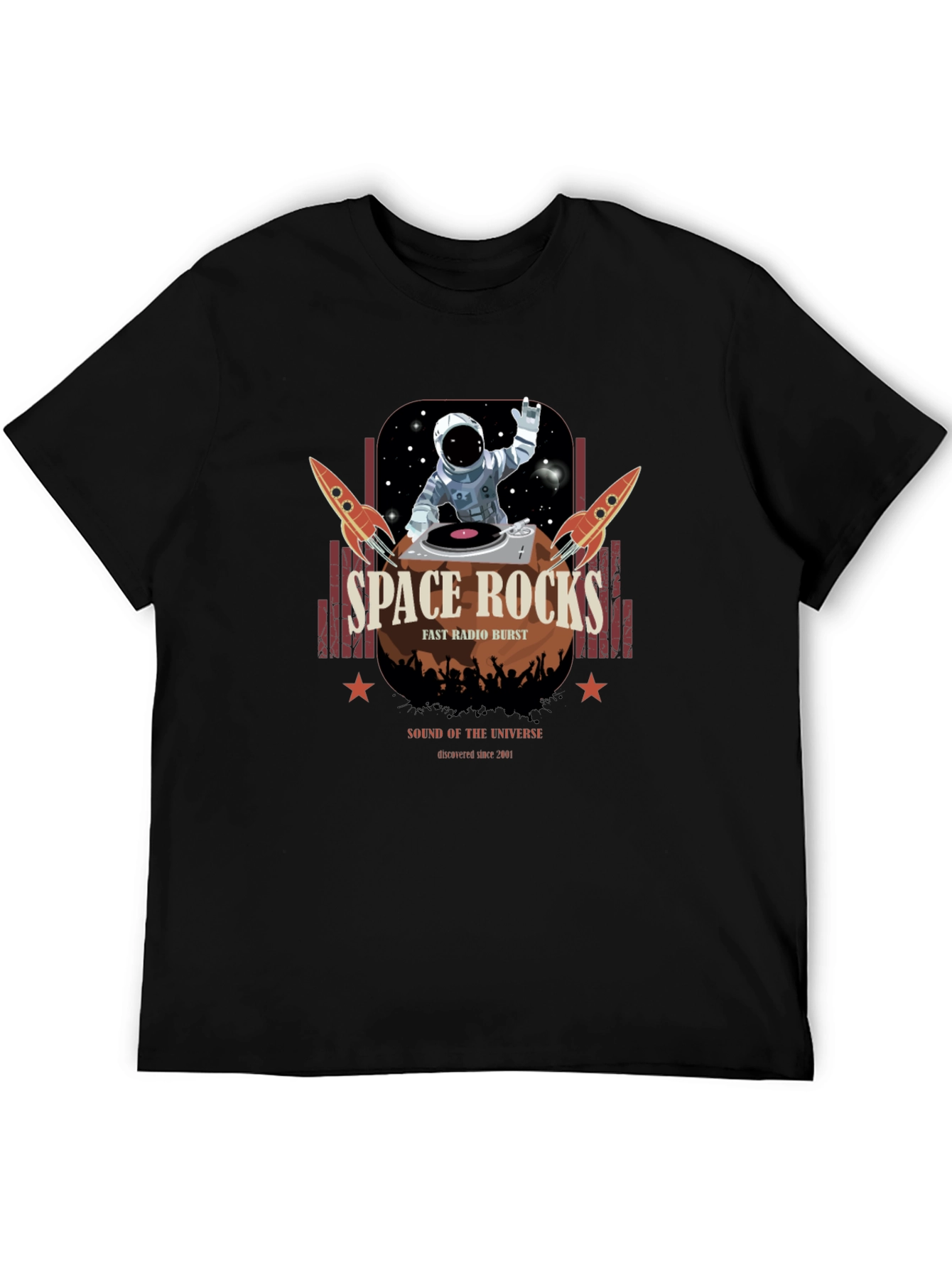 Space Rocks Graphic T-Shirt - Retro DJ Astronaut Design