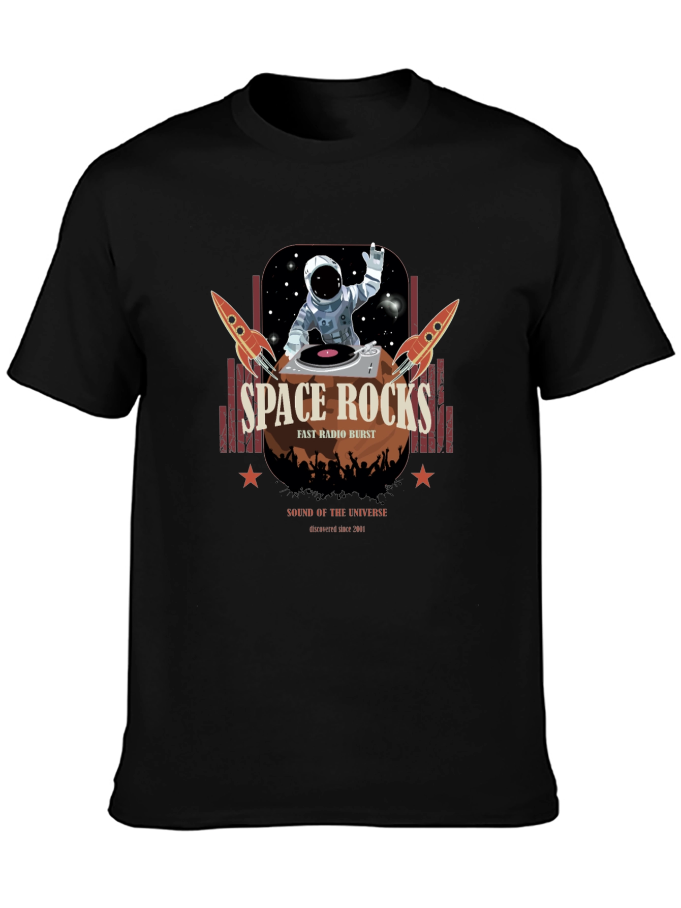 Space Rocks Graphic T-Shirt - Retro DJ Astronaut Design