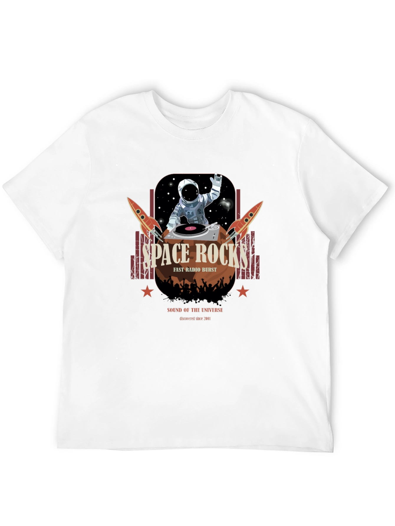 Space Rocks Graphic T-Shirt - Retro DJ Astronaut Design