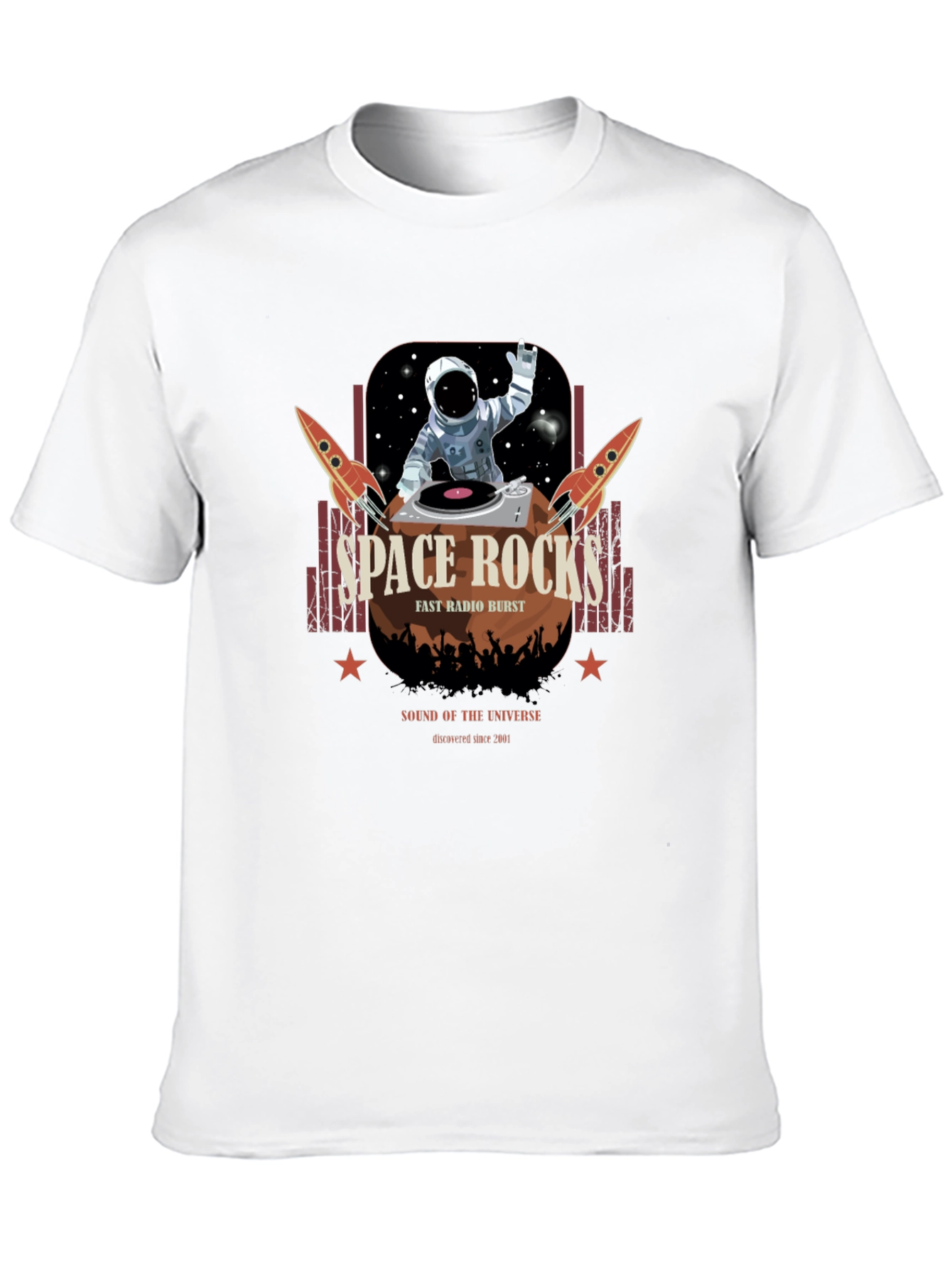 Space Rocks Graphic T-Shirt - Retro DJ Astronaut Design