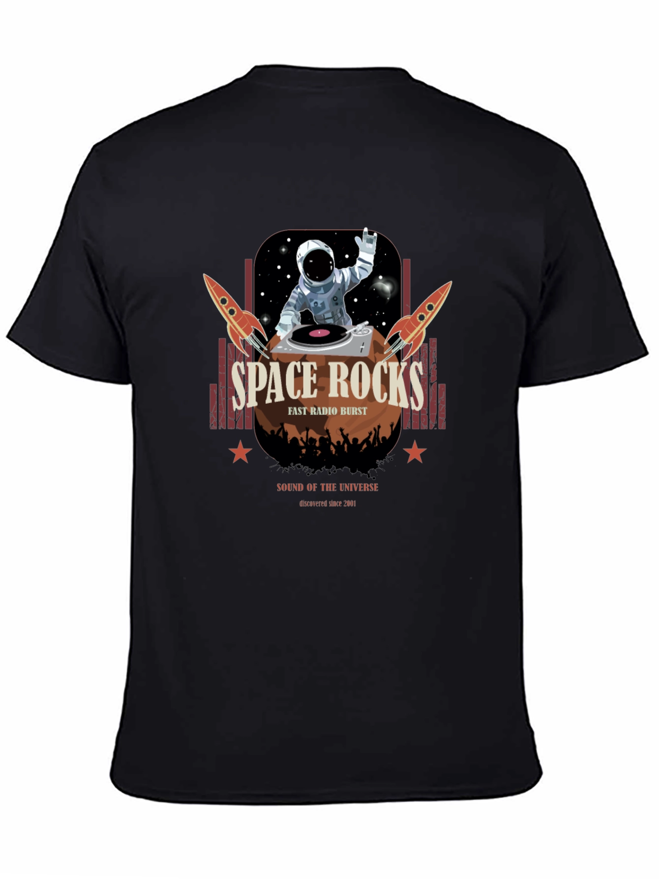 Space Rocks Graphic T-Shirt - Retro DJ Astronaut Design