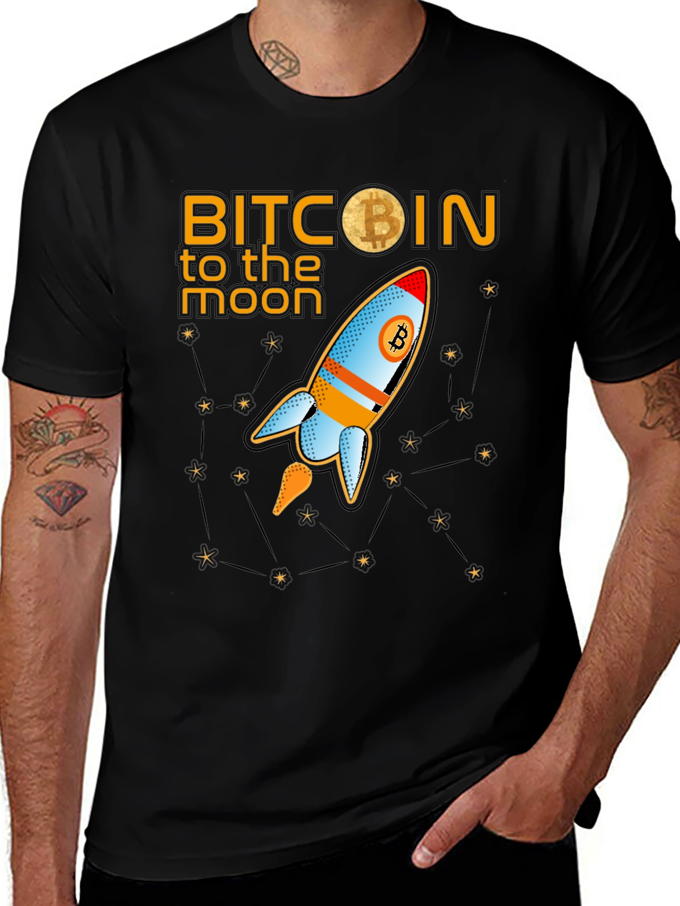 Bitcoin to the Moon T-Shirt Crypto BTC Rocket