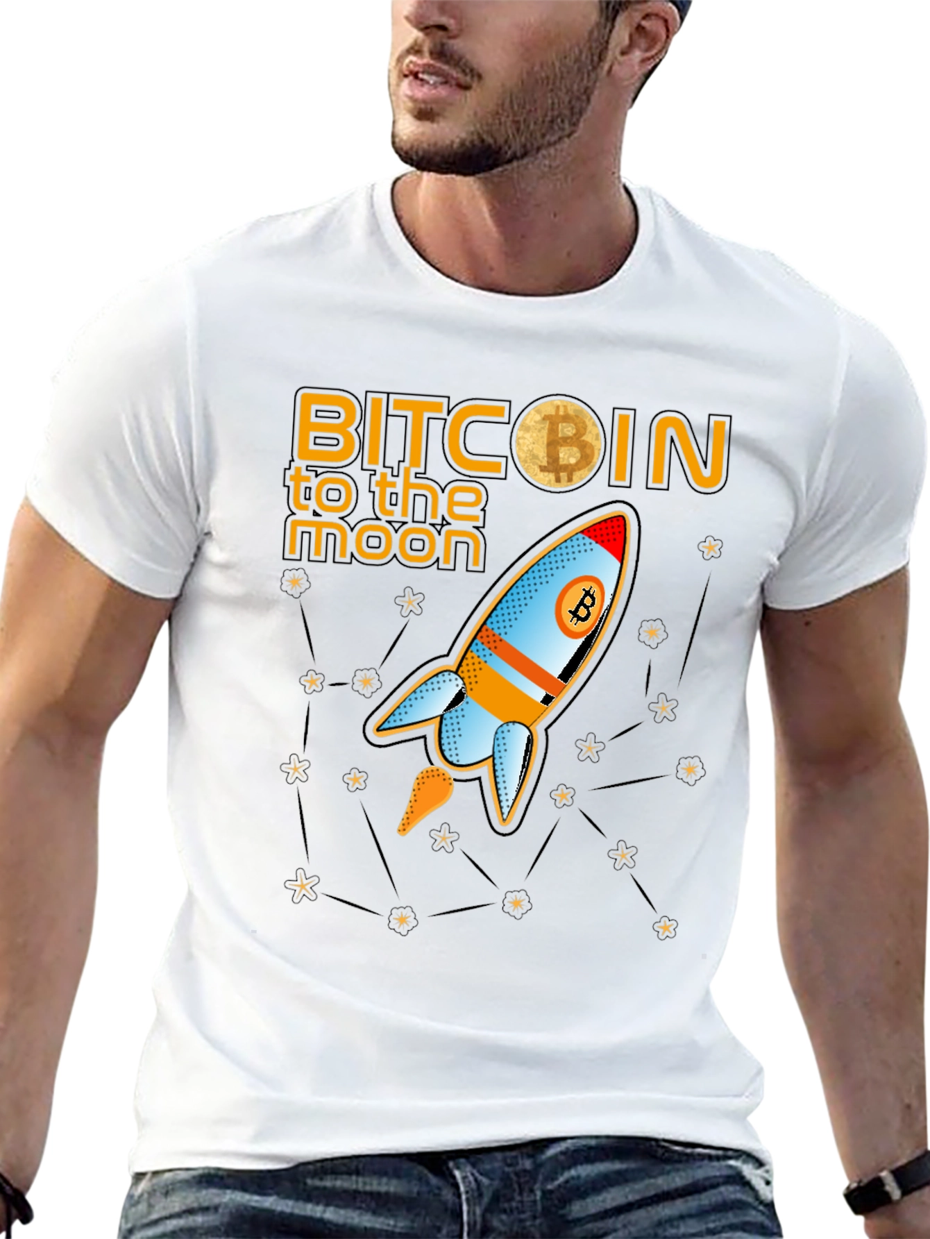 Bitcoin to the Moon T-Shirt Crypto BTC Rocket