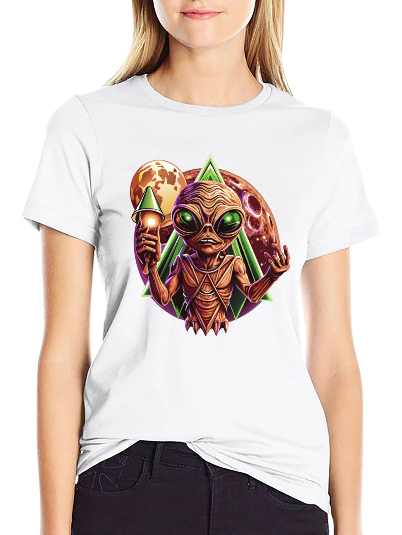 Alien Invasion Graphic Tee - Black Cotton T-Shirt