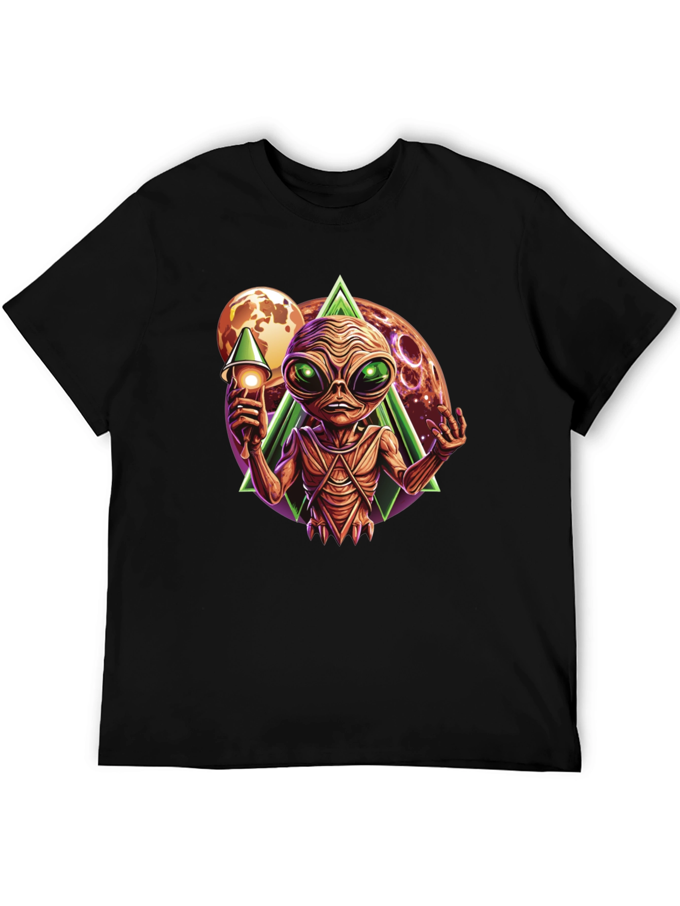 Alien Invasion Graphic Tee - Black Cotton T-Shirt