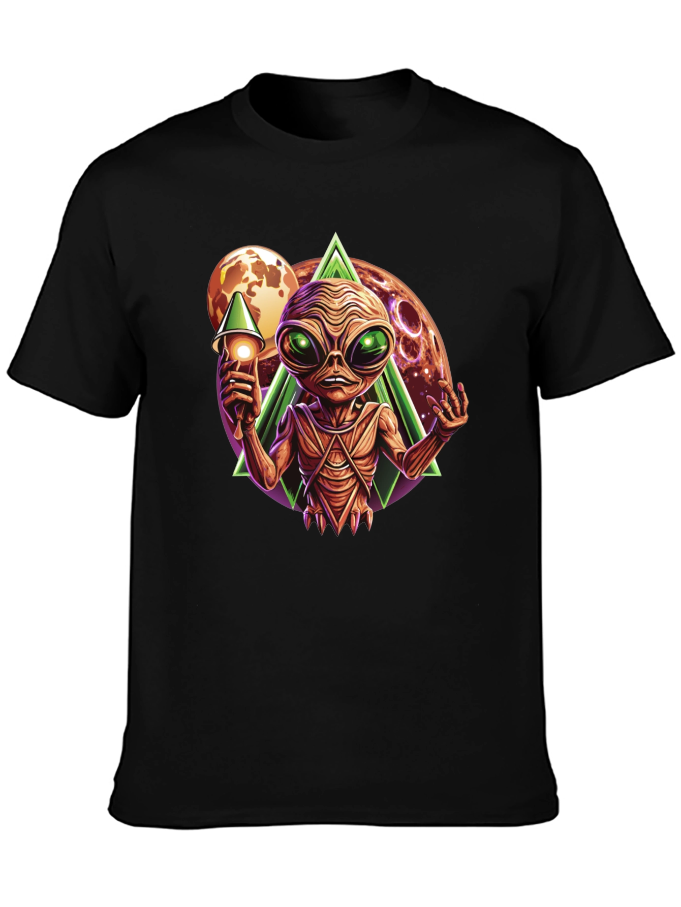 Alien Invasion Graphic Tee - Black Cotton T-Shirt