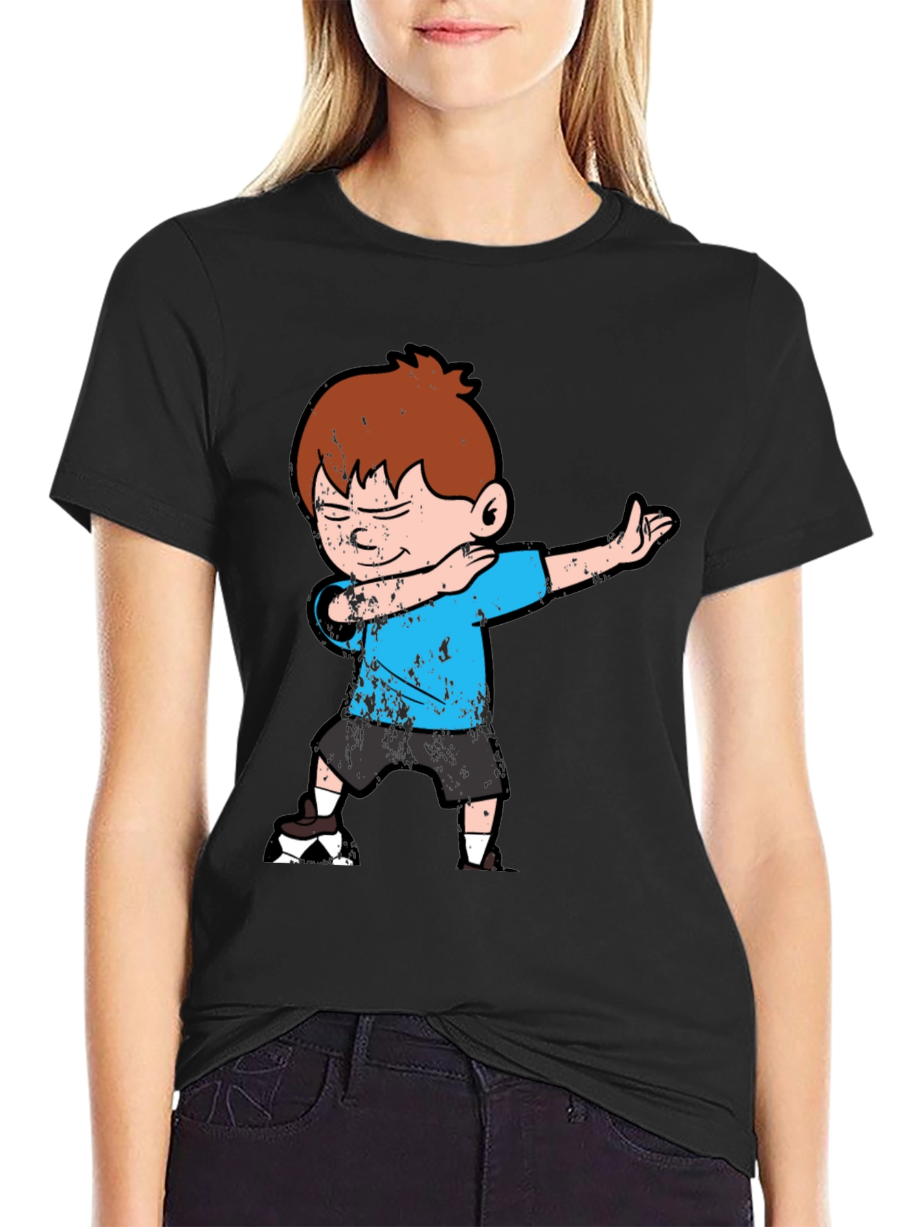 Dabbing Boy Graphic Tee - Fun Black T-Shirt