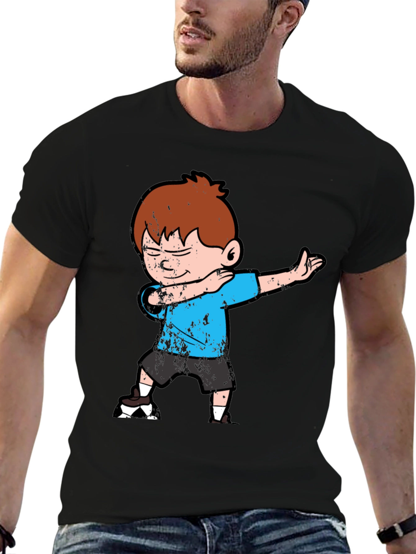 Dabbing Boy Graphic Tee - Fun Black T-Shirt